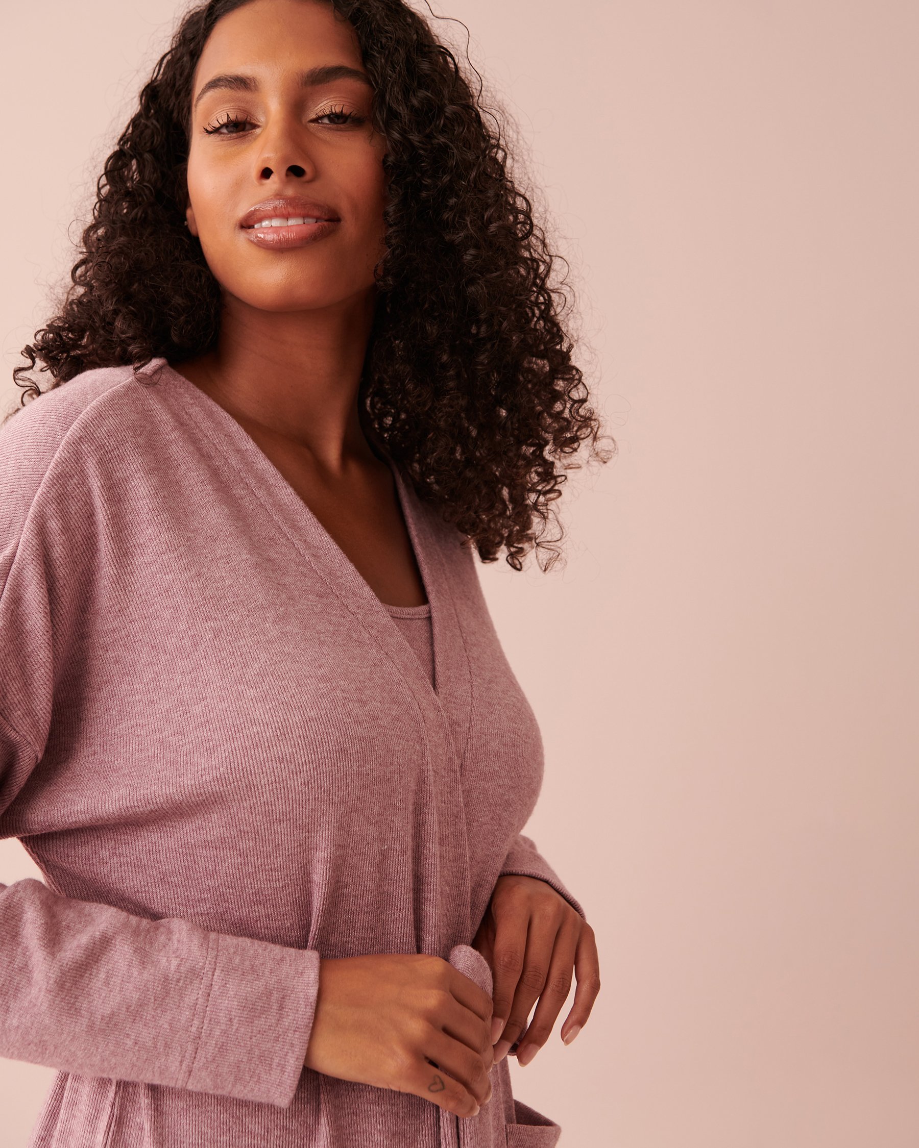 LA VIE EN ROSE Ribbed Kimono Mauve mix 50500008 - View4