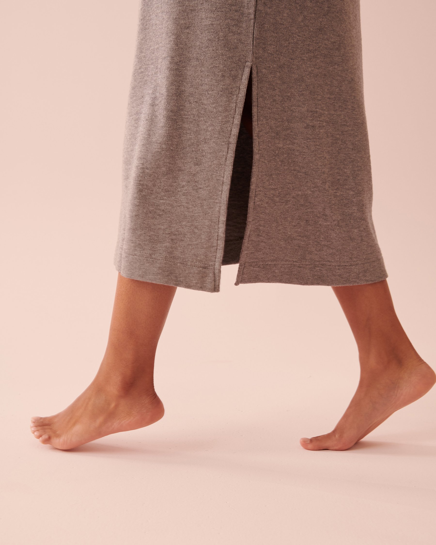 LA VIE EN ROSE Ribbed Long Sleeve Dress Light charcoal mix 50400036 - View3