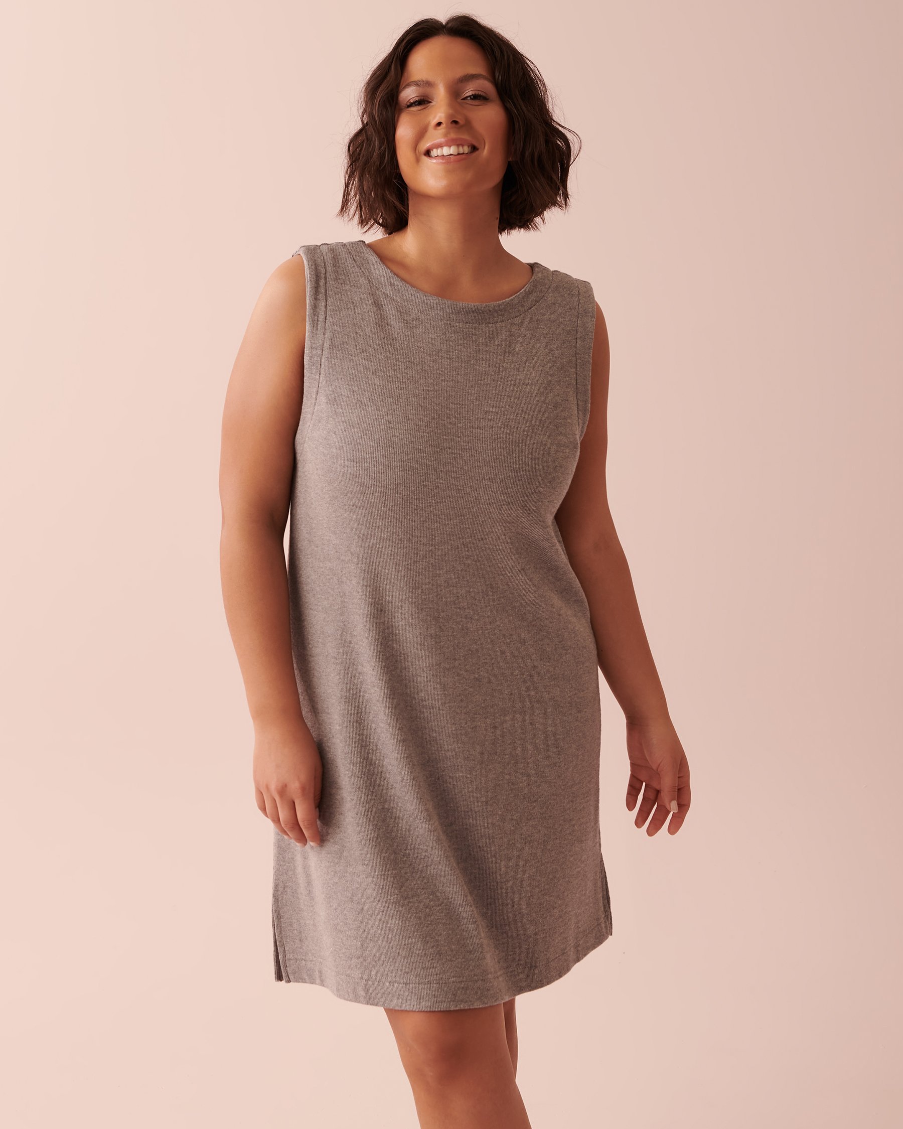 LA VIE EN ROSE Ribbed Sleeveless Dress Light charcoal mix 50400035 - View1