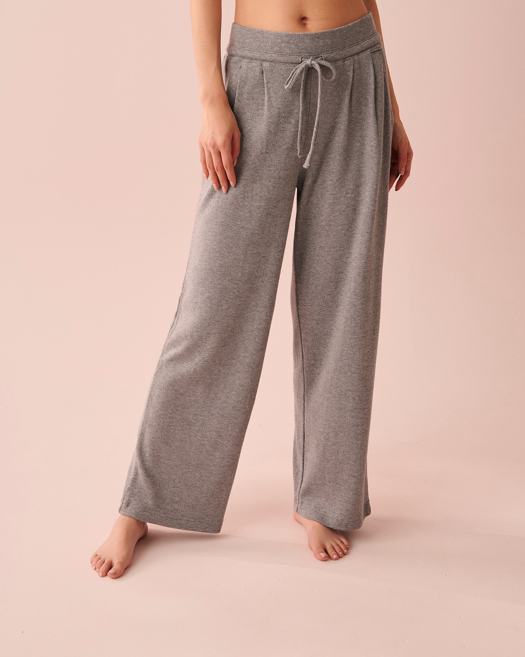 LA VIE EN ROSE Ribbed Straight Leg Pants Light charcoal mix 50200056 - View1