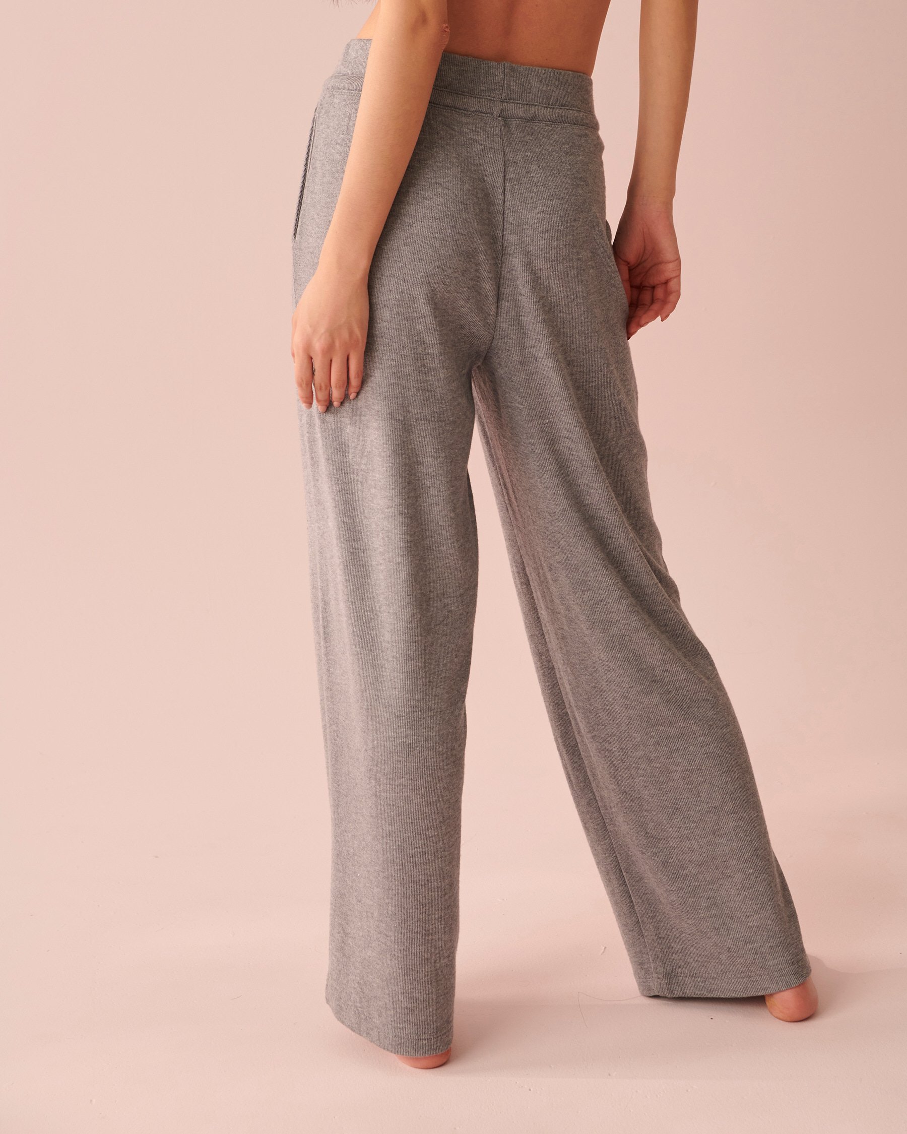 LA VIE EN ROSE Ribbed Straight Leg Pants Light charcoal mix 50200056 - View2