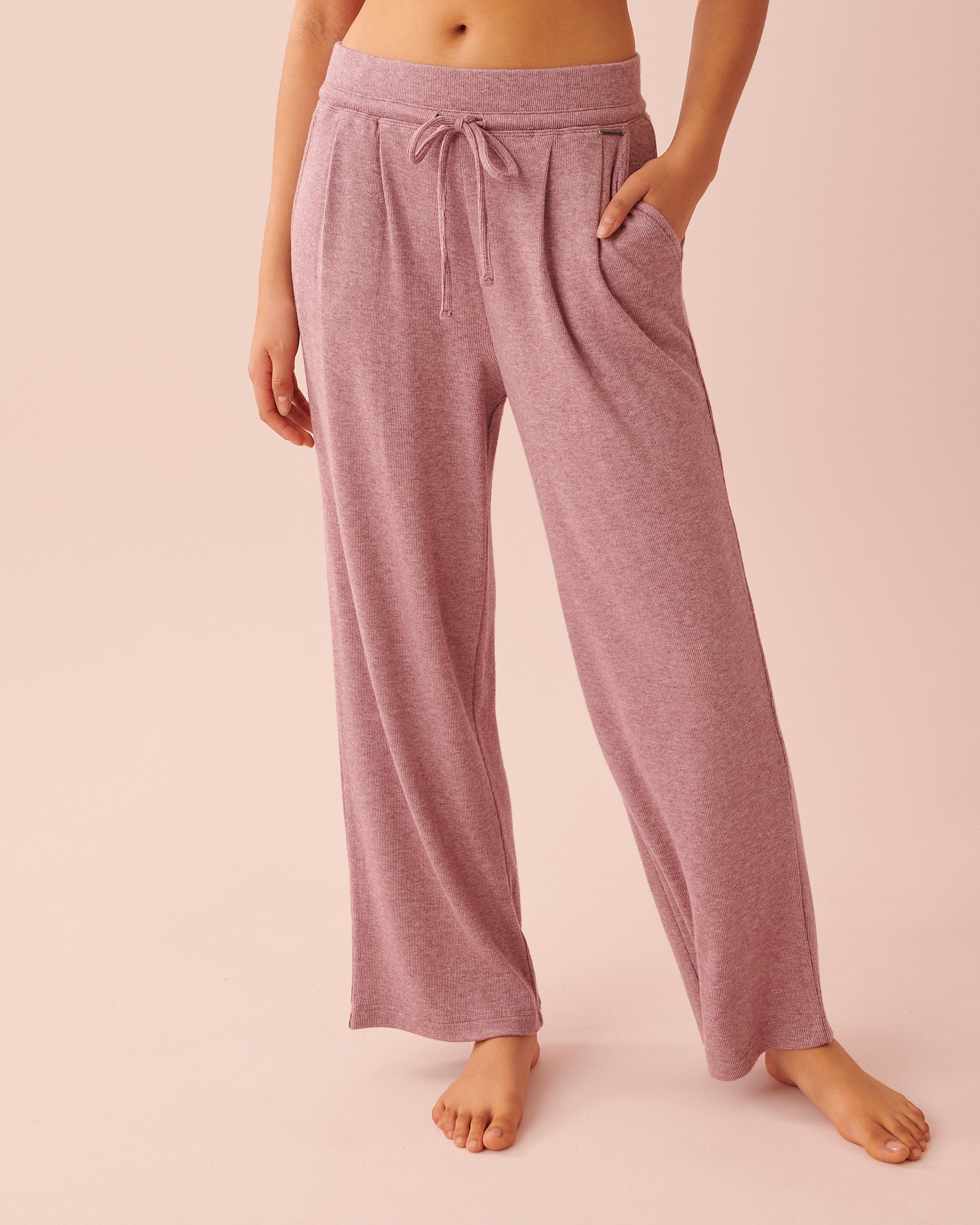 LA VIE EN ROSE Ribbed Straight Leg Pants Mauve mix 50200056 - View1