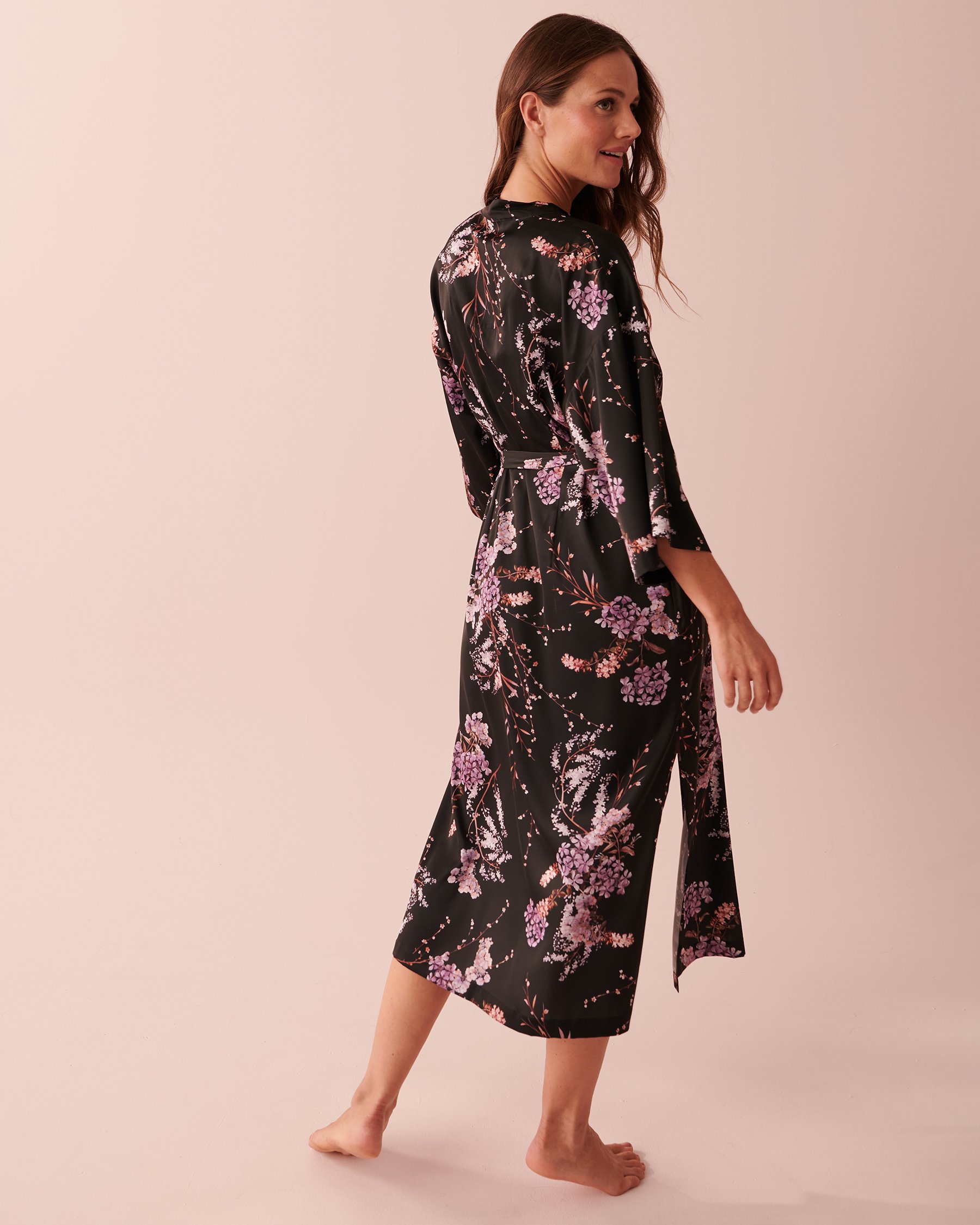 LA VIE EN ROSE Satin Kimono Dawn forest 60600056 - View3