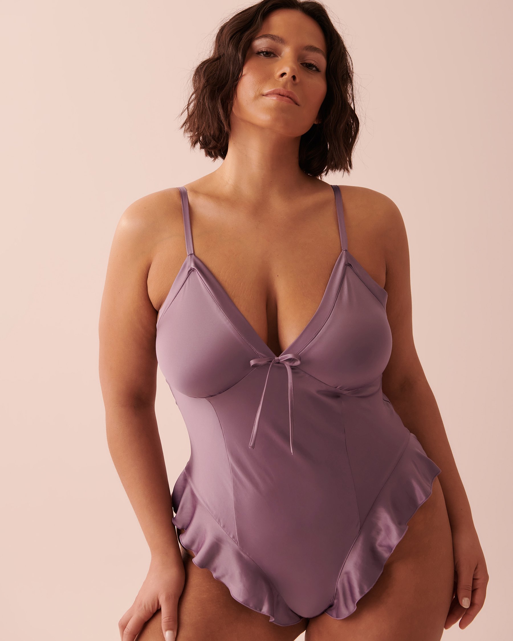 LA VIE EN ROSE Combiné en satin Mauve 60300064 - View3