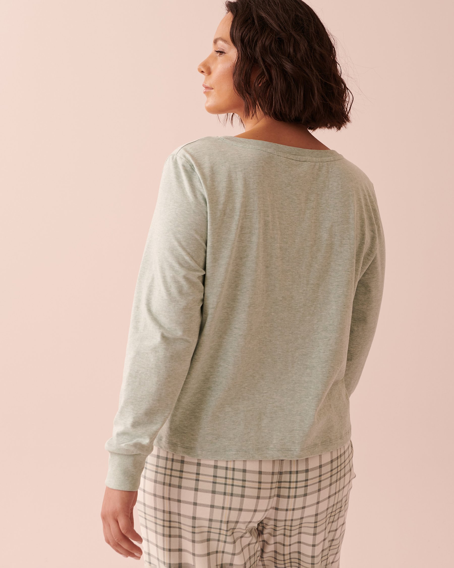 LA VIE EN ROSE Ribbed Long Sleeve Shirt with Buttons Morning blue mix 40100454 - View5