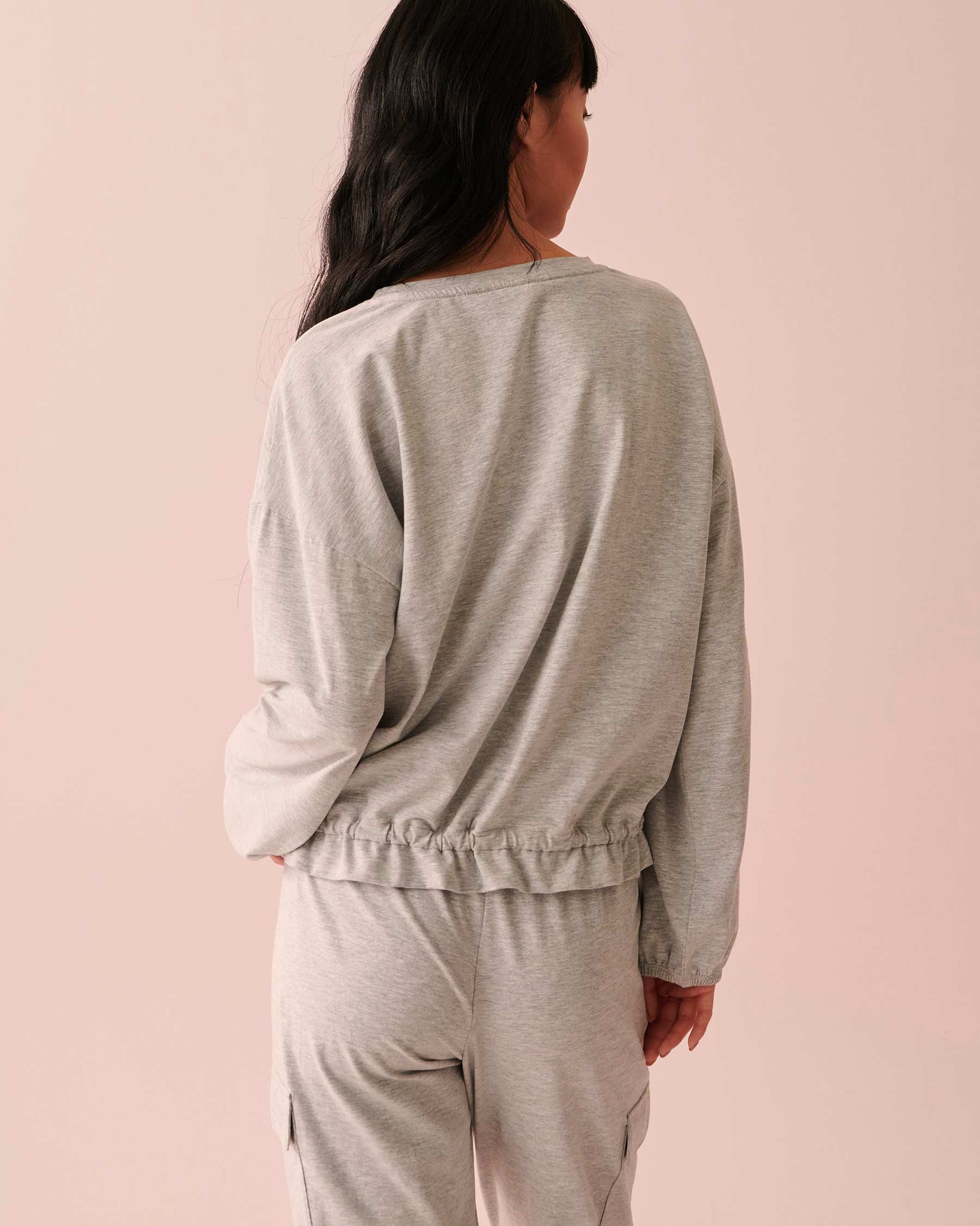 LA VIE EN ROSE Crew Neck Long Sleeve Shirt Dusty grey 40100456 - View3