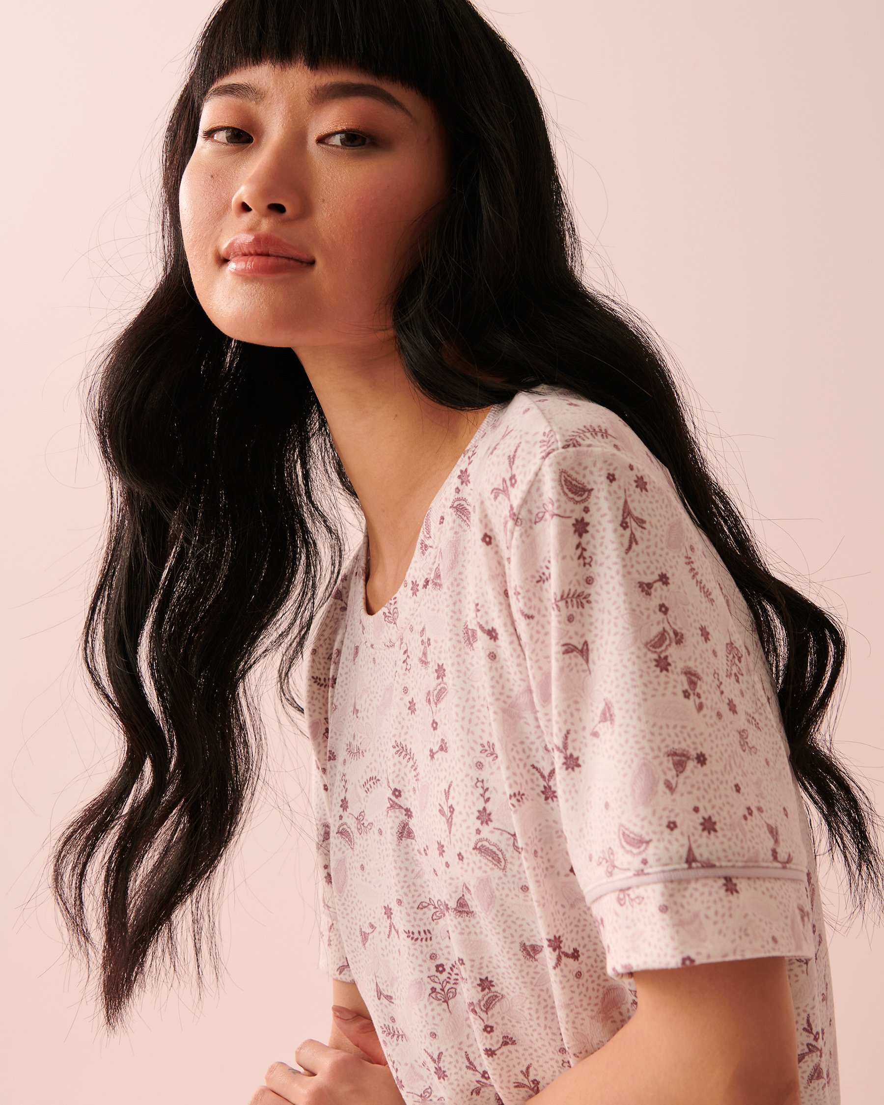 LA VIE EN ROSE Soft Knit T-shirt Bohemian flowers 40100460 - View3