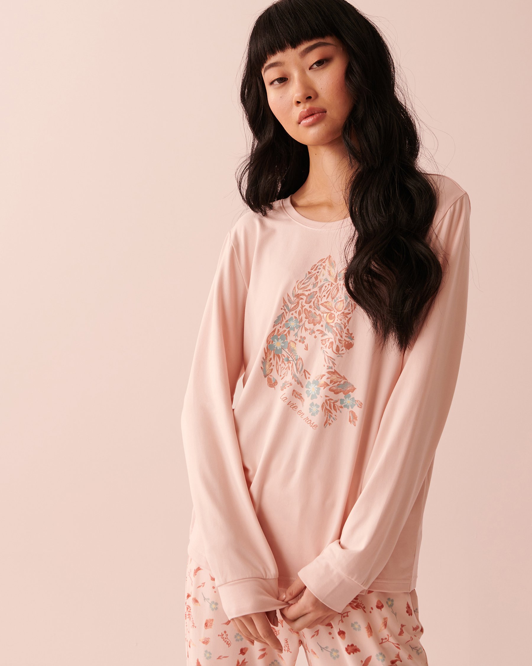 LA VIE EN ROSE Super Soft Crew Neck Long Sleeve Shirt Sepia rose 40100464 - View1