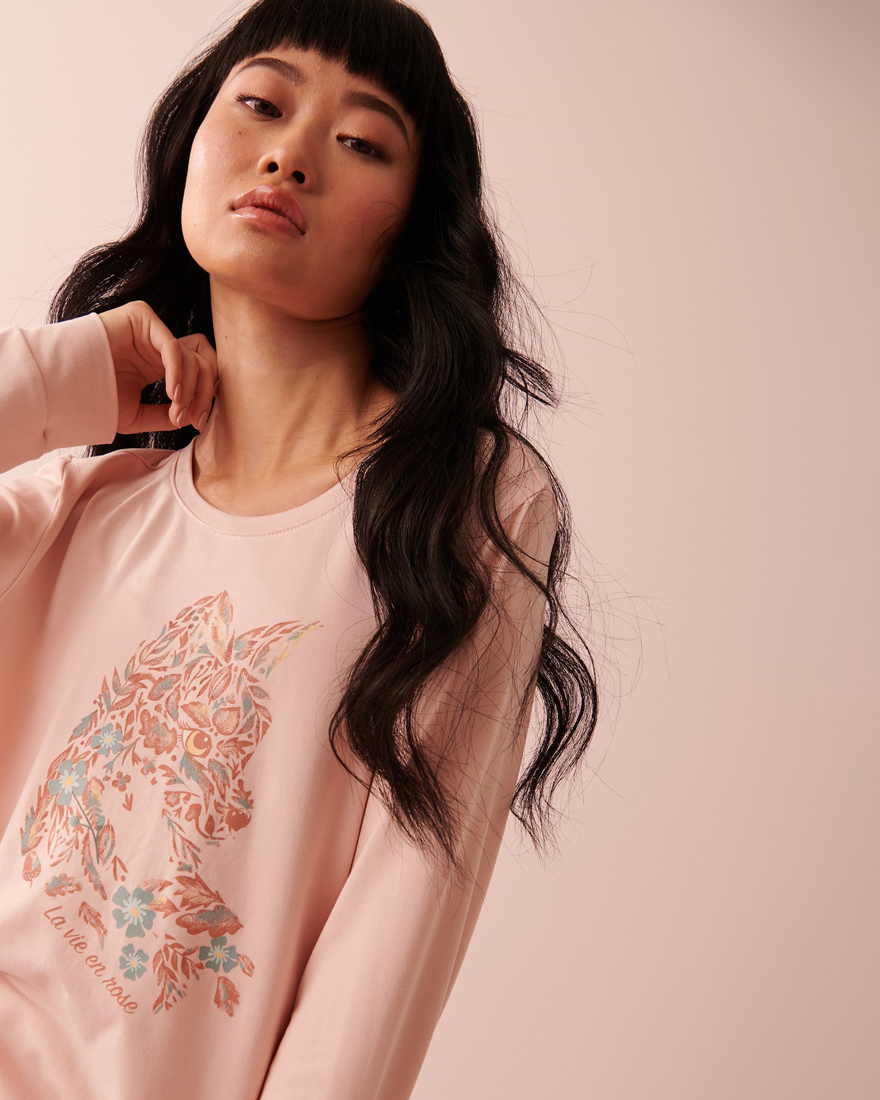 LA VIE EN ROSE Super Soft Crew Neck Long Sleeve Shirt Sepia rose 40100464 - View3