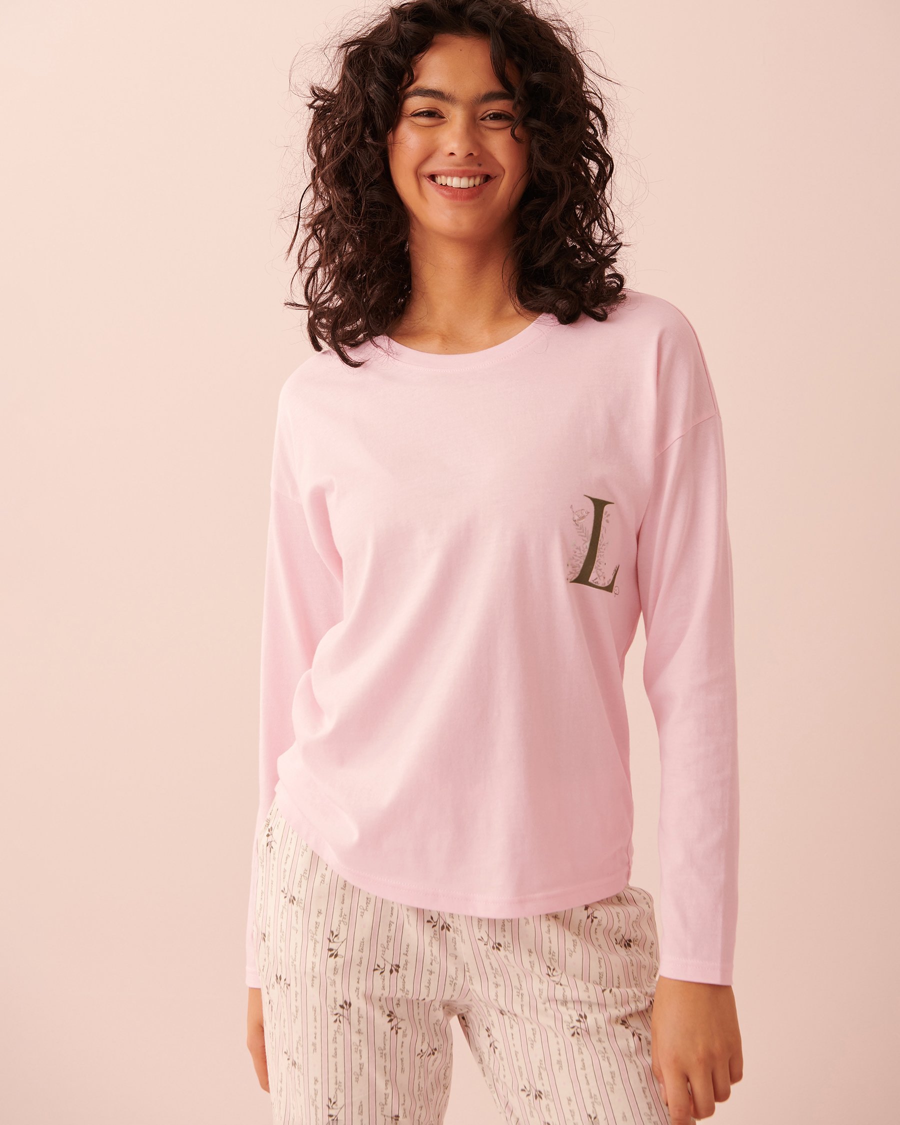 LA VIE EN ROSE Cotton Long Sleeve Shirt Light pink 40100471 - View1
