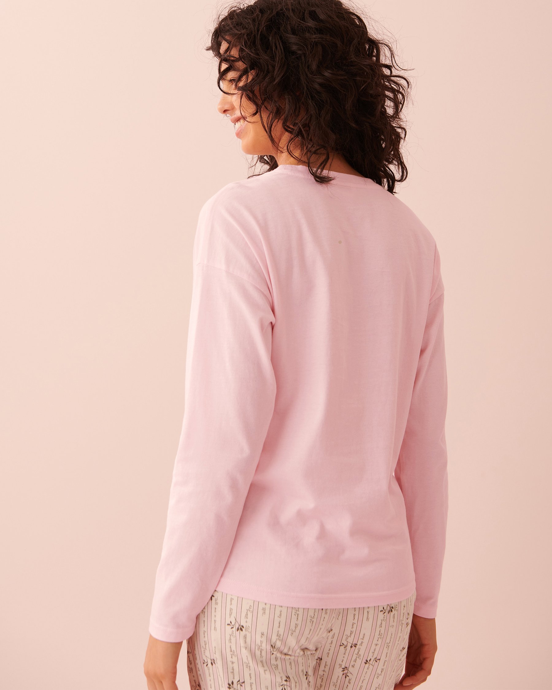LA VIE EN ROSE Cotton Long Sleeve Shirt Light pink 40100471 - View3