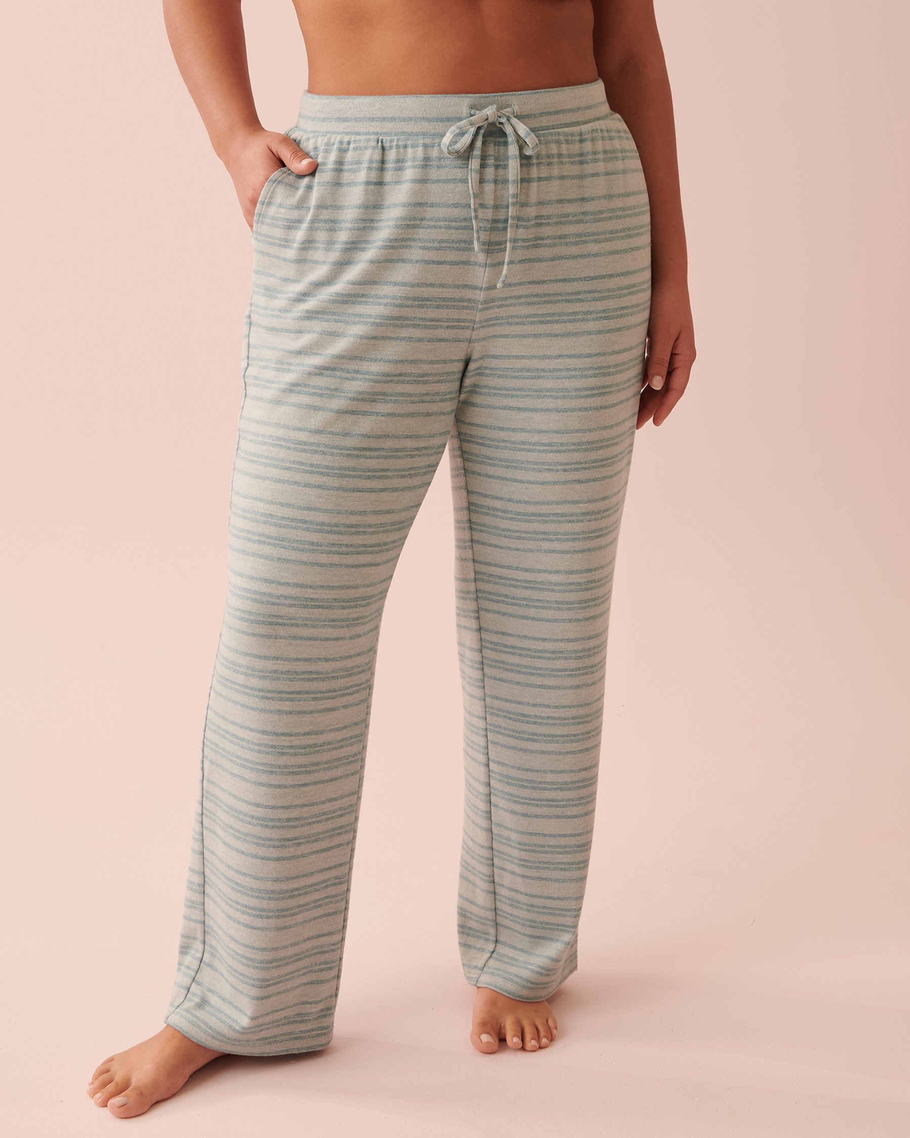 LA VIE EN ROSE Recycled Fibers Straight Leg Pants Blue mix stripes 40200450 - View3