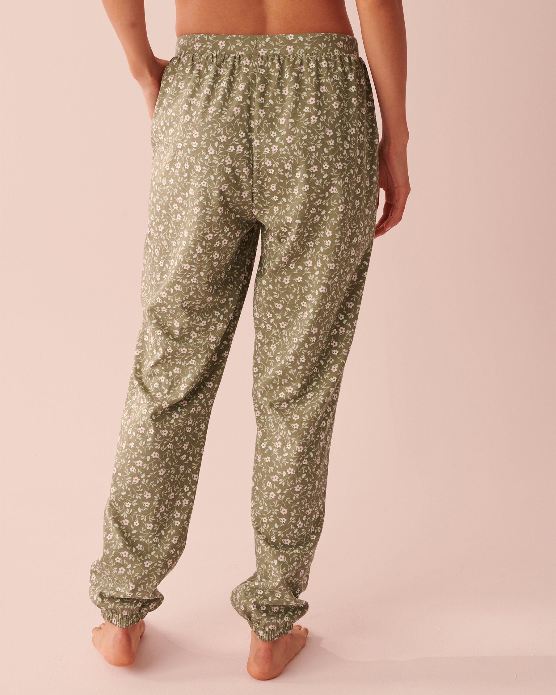 LA VIE EN ROSE Cotton Jogger Pyjama Pants Vetiver floral 40200465 - View2