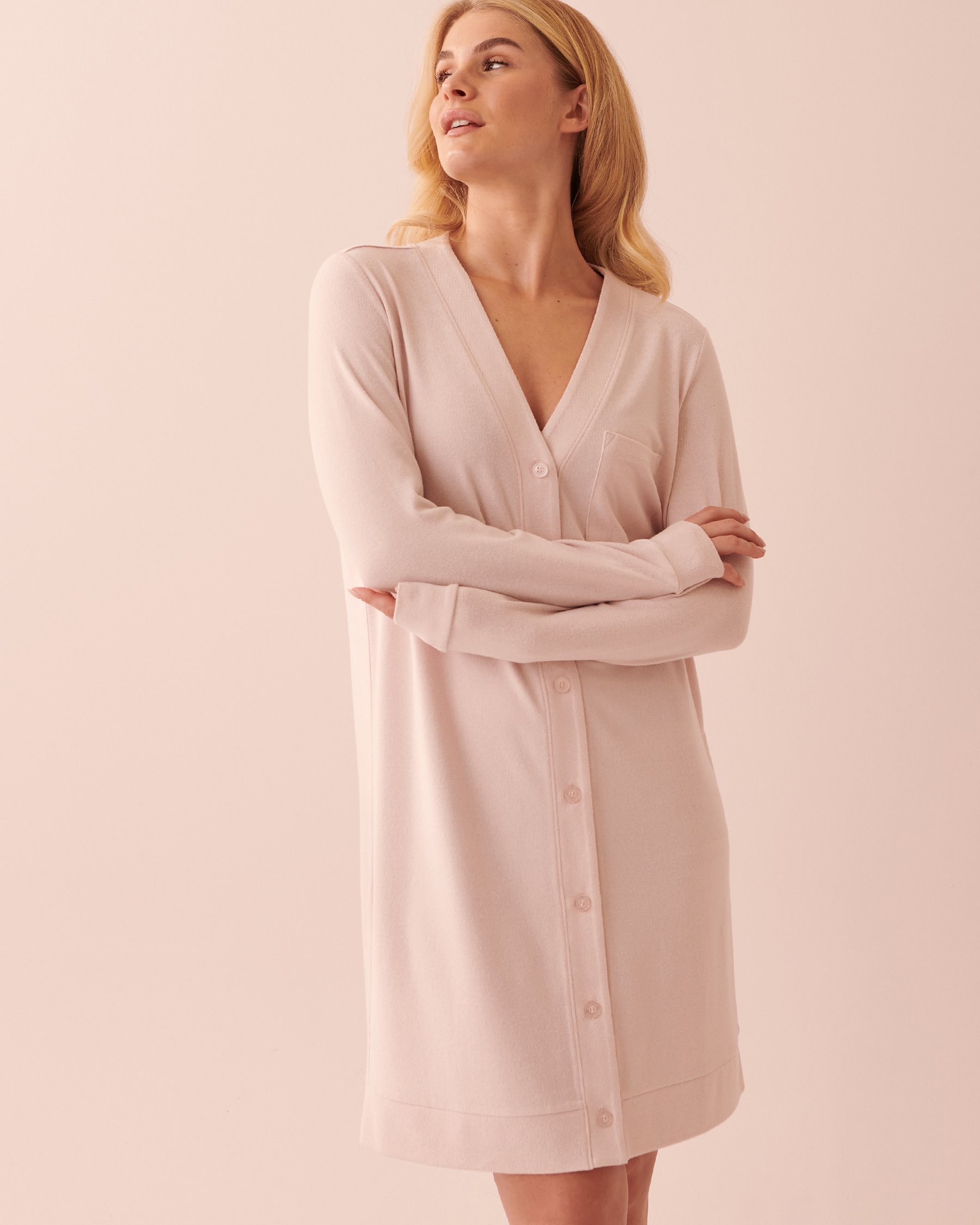 LA VIE EN ROSE Recycled Fibers Long Button-down Cardigan Sepia rose mix 40600133 - View2