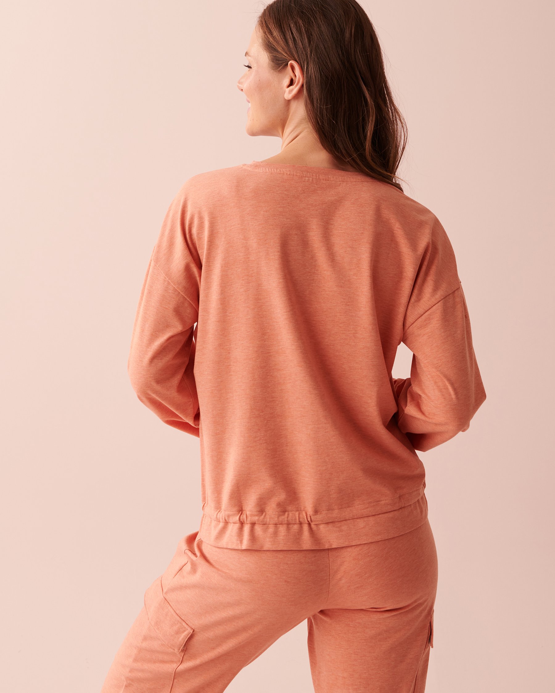 LA VIE EN ROSE Crew Neck Long Sleeve Shirt Dark apricot orange mix 40100456 - View2