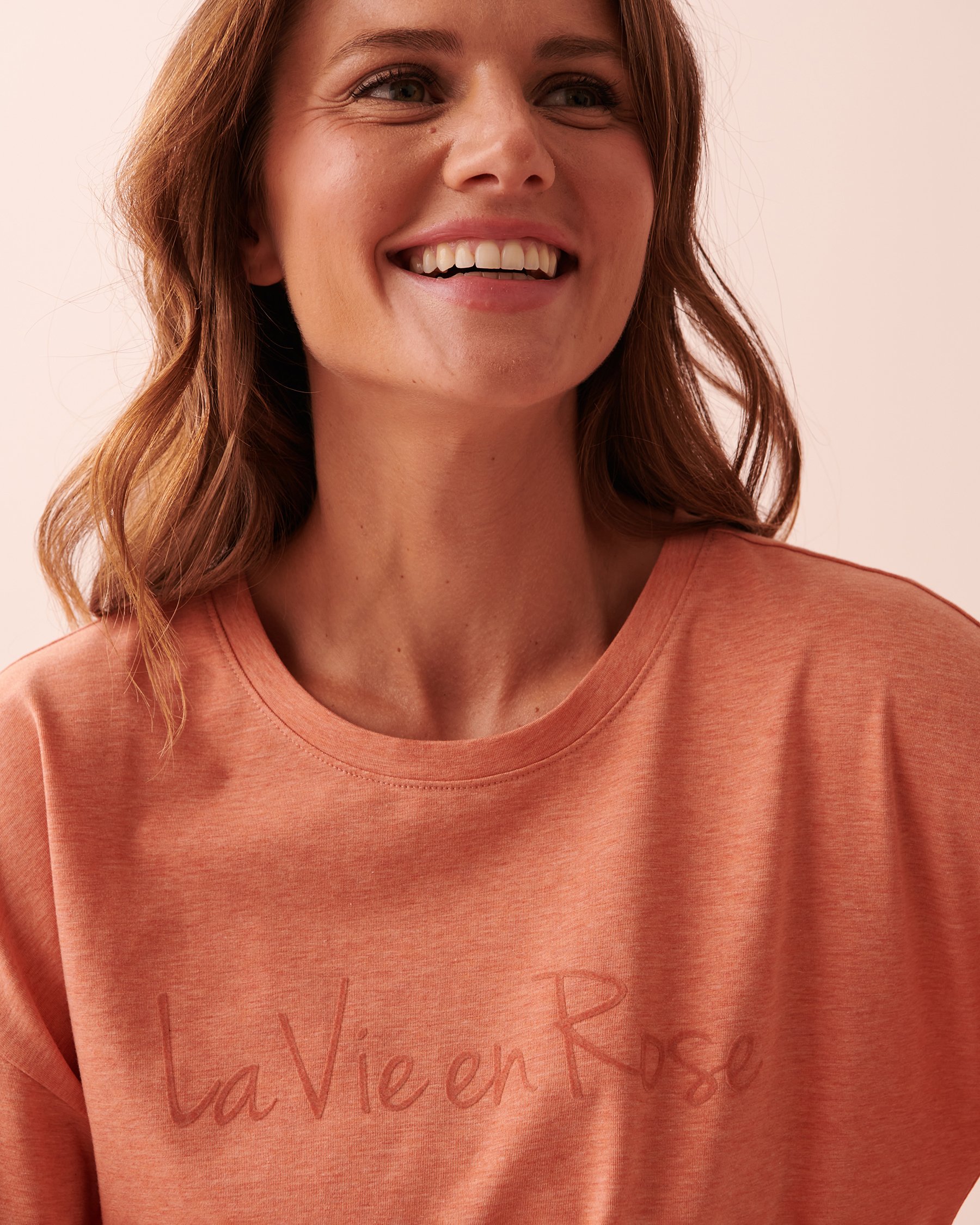 LA VIE EN ROSE Crew Neck Long Sleeve Shirt Dark apricot orange mix 40100456 - View3