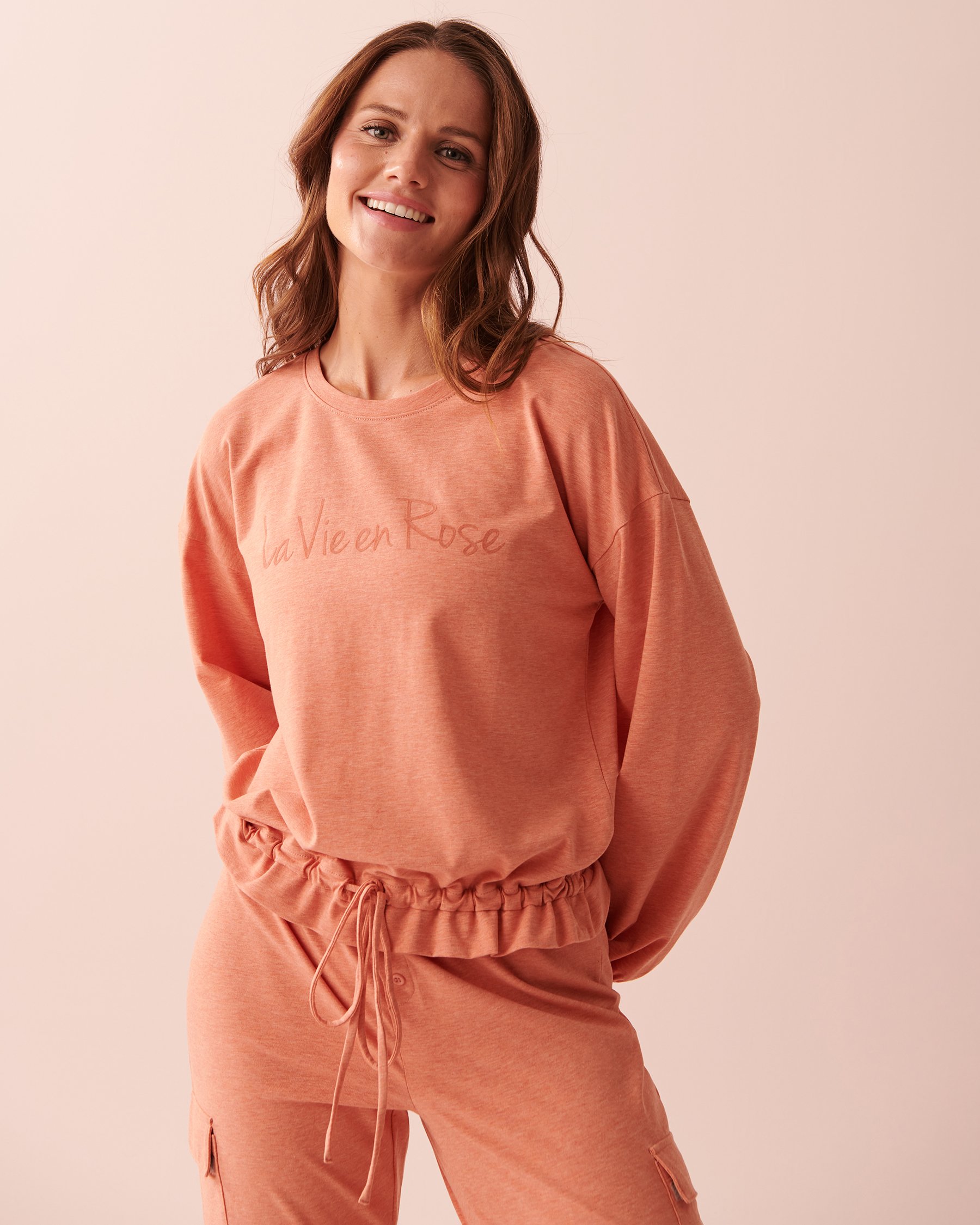 LA VIE EN ROSE Crew Neck Long Sleeve Shirt Dark apricot orange mix 40100456 - View4