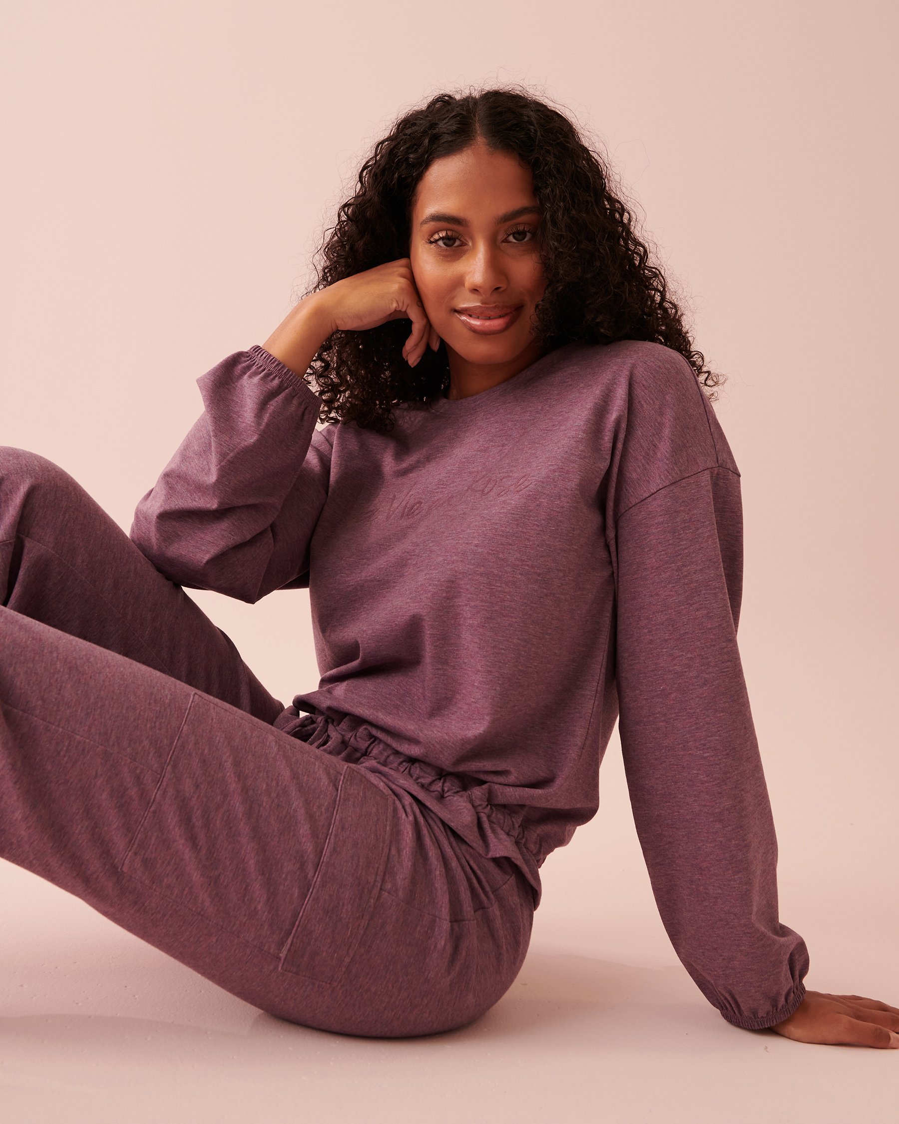 LA VIE EN ROSE Crew Neck Long Sleeve Shirt Mauve mix 40100456 - View1