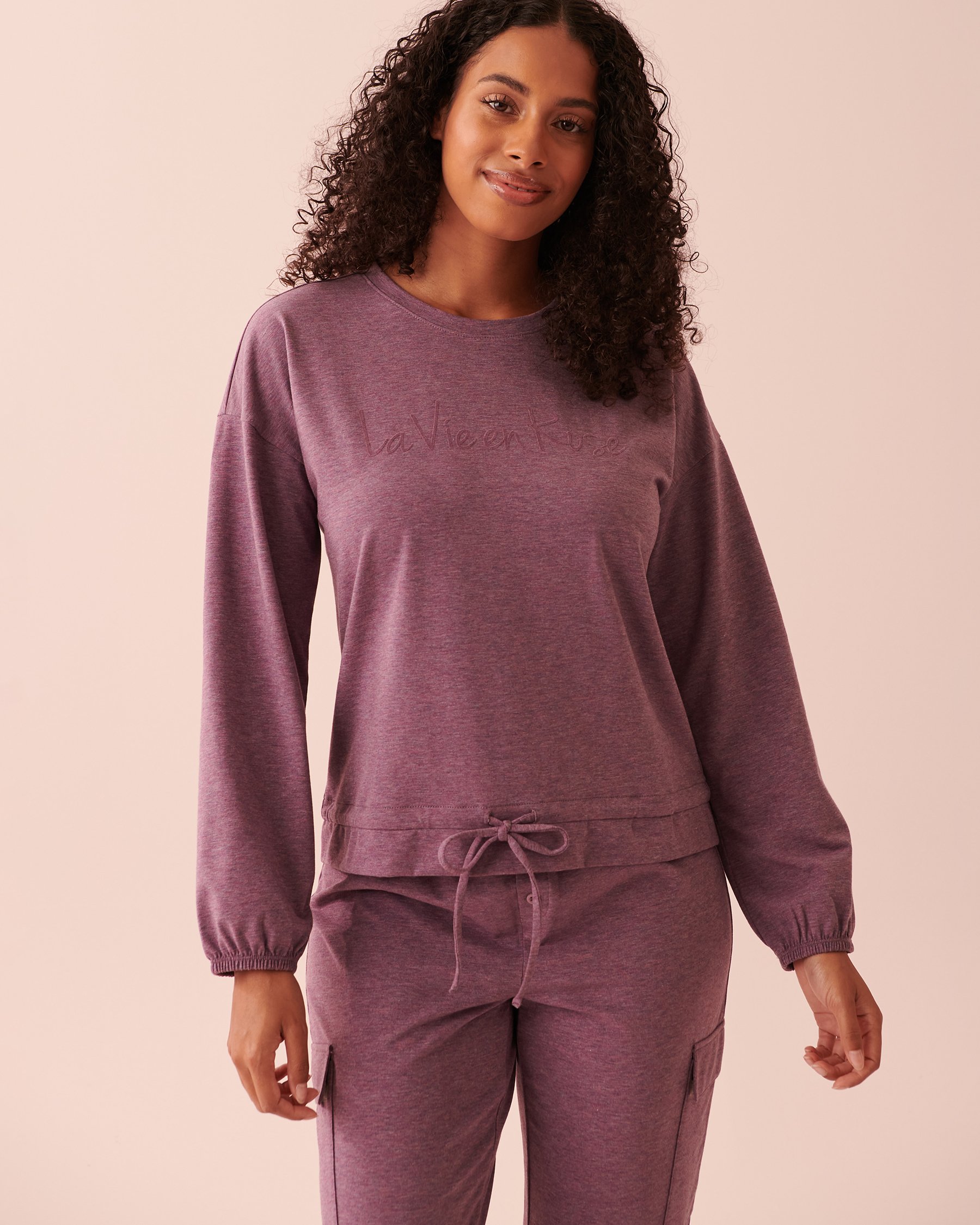 LA VIE EN ROSE Crew Neck Long Sleeve Shirt Mauve mix 40100456 - View3