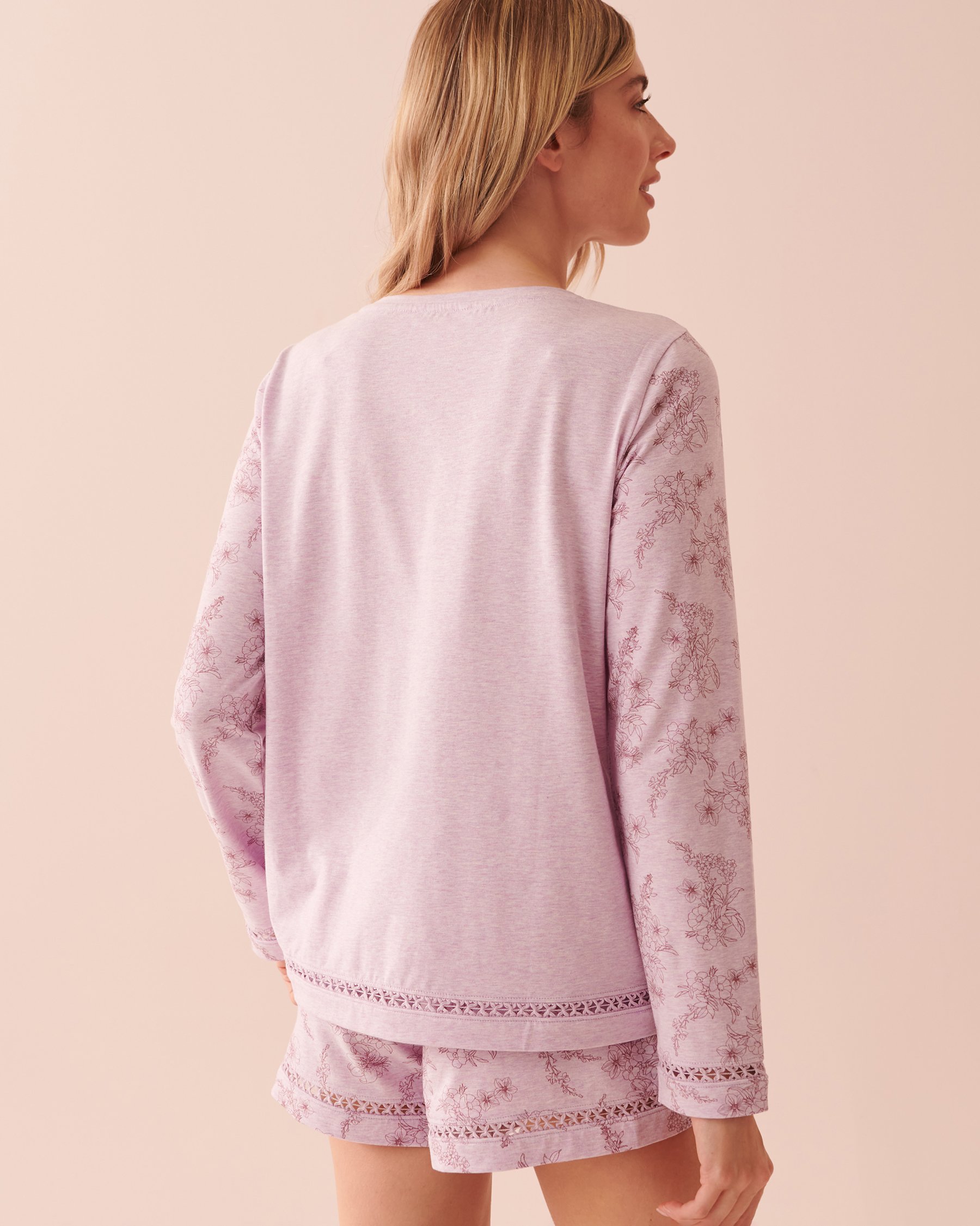 LA VIE EN ROSE Chandail manches longues bordure en crochet Mélange lavande givrée 40100452 - View2