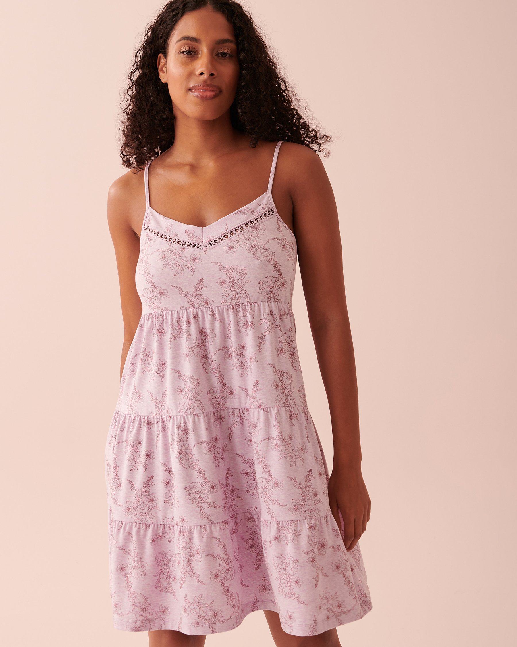 LA VIE EN ROSE Crochet Trim Nightie Lavender bloom 40500282 - View3