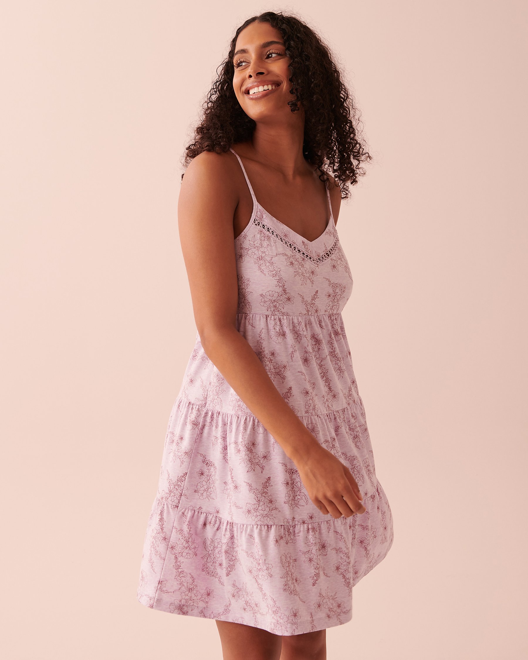 LA VIE EN ROSE Crochet Trim Nightie Lavender bloom 40500282 - View6