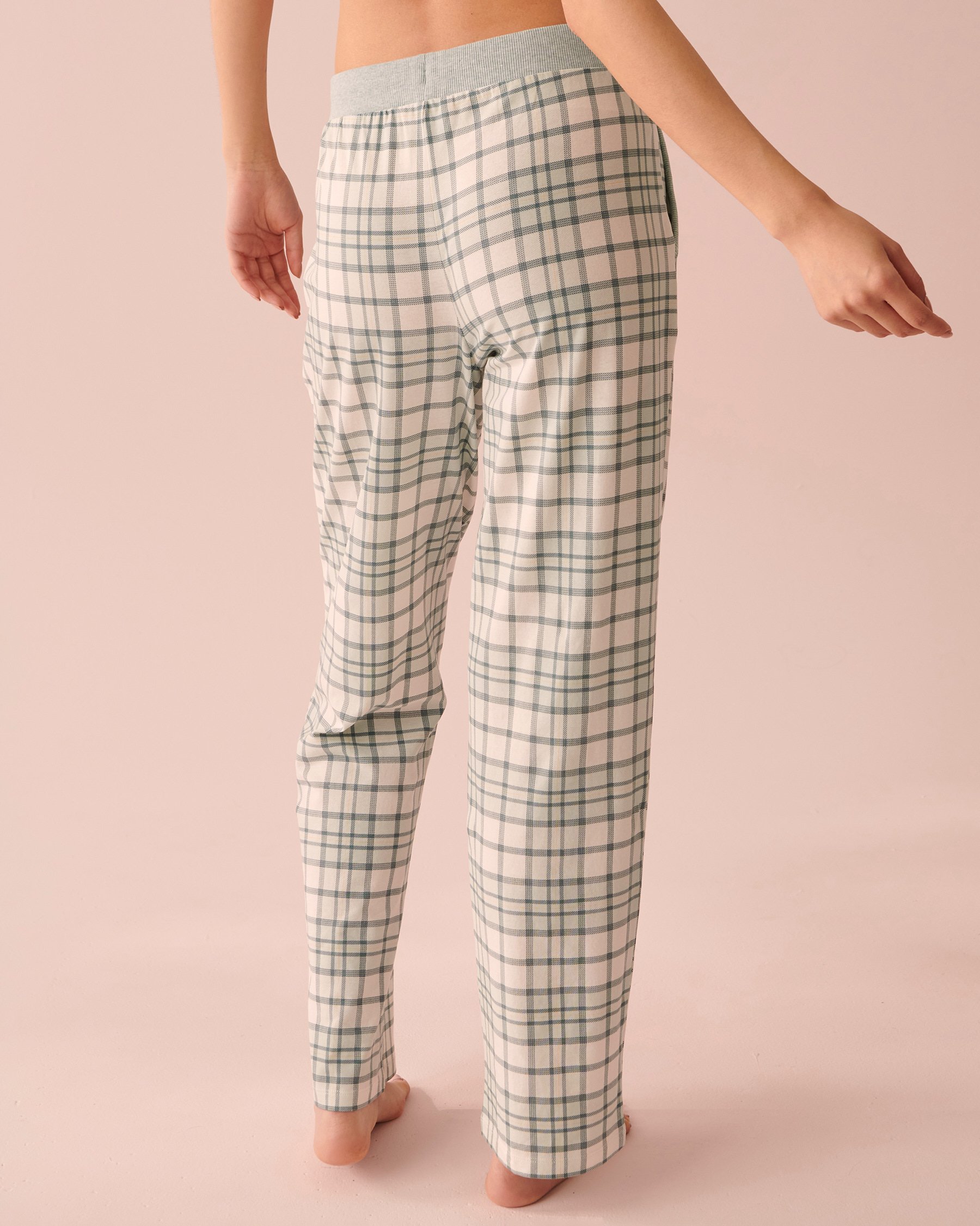 LA VIE EN ROSE Printed Straight Leg Pants Morning blue plaid 40200446 - View2