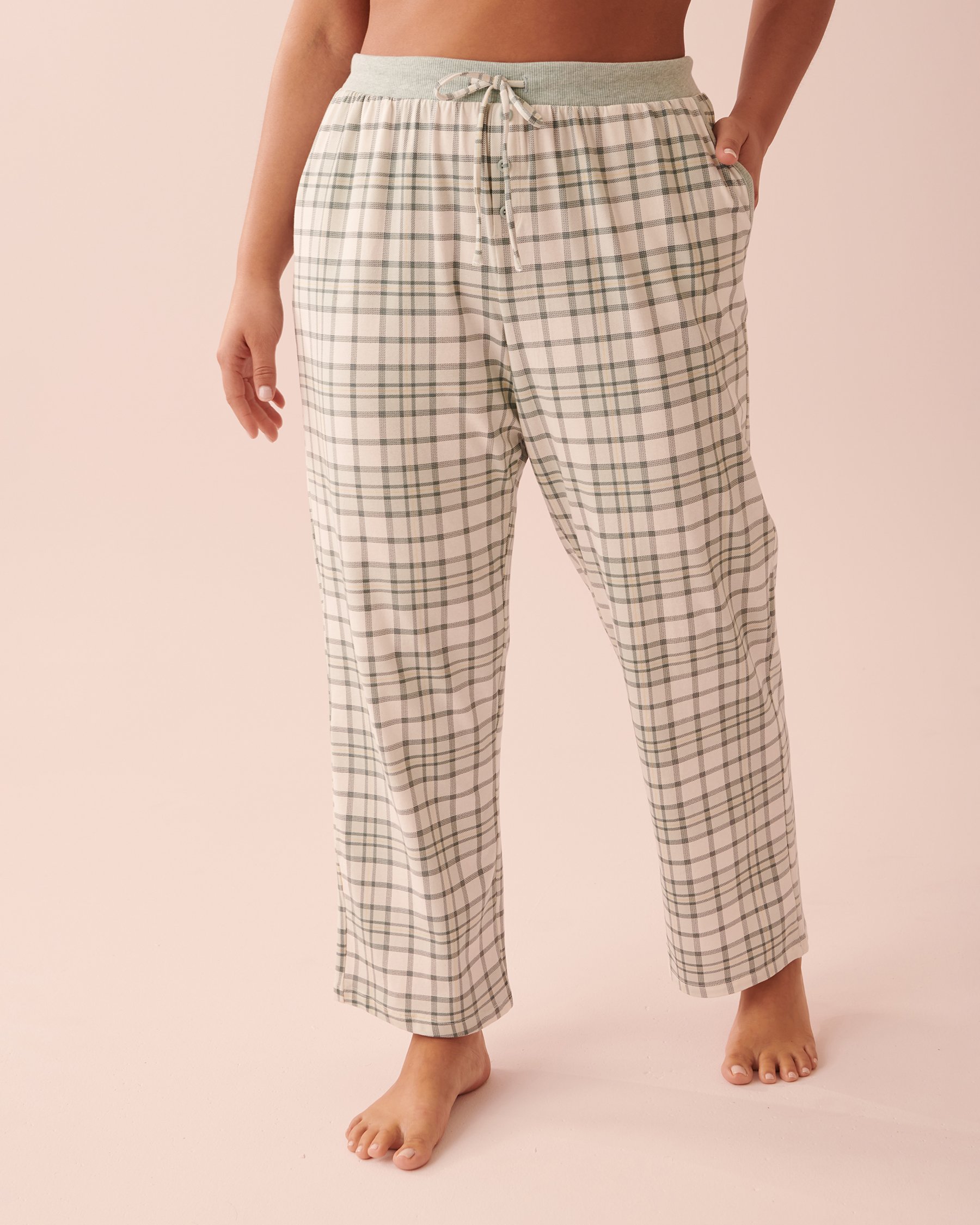 LA VIE EN ROSE Printed Straight Leg Pants Morning blue plaid 40200446 - View3