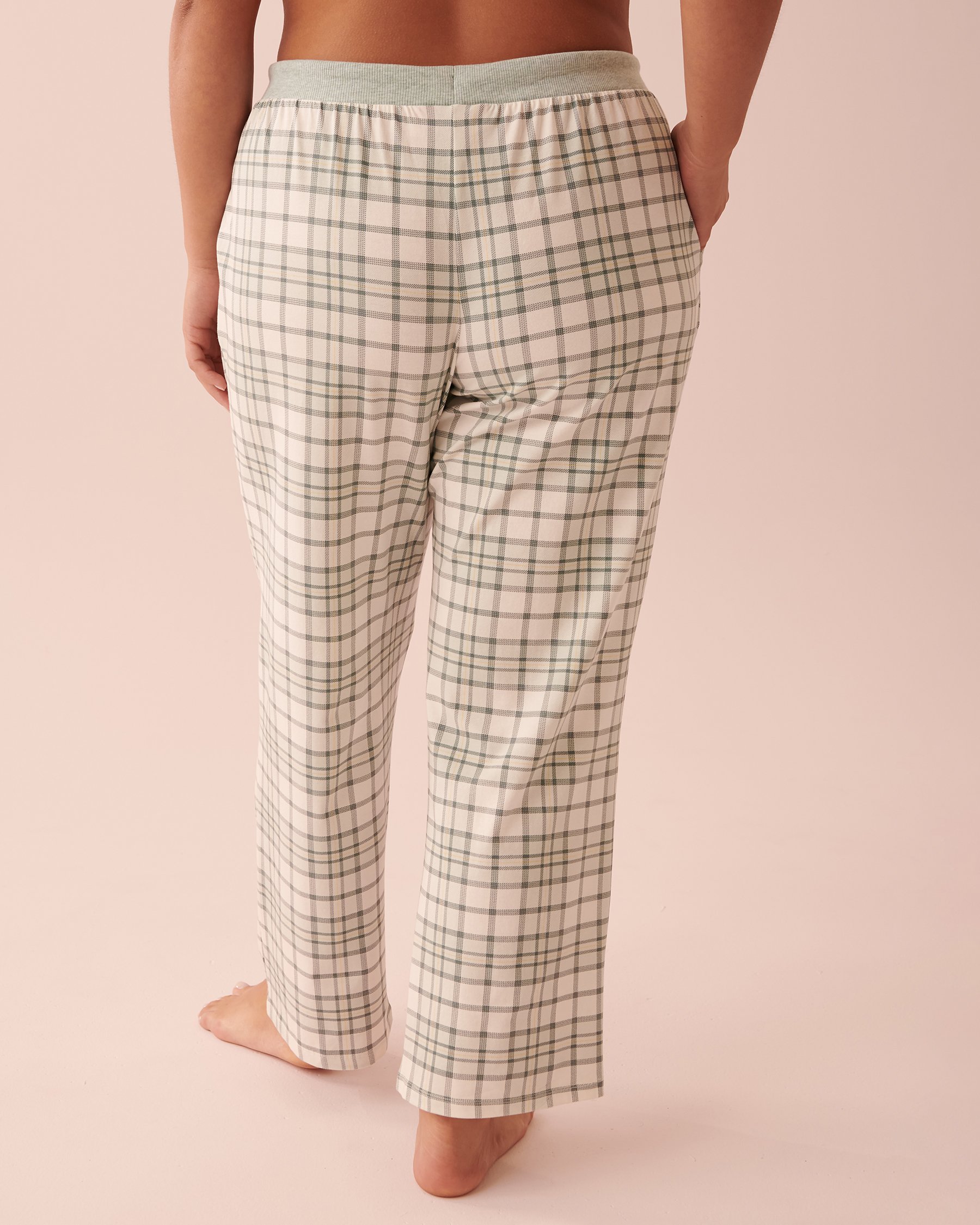 LA VIE EN ROSE Printed Straight Leg Pants Morning blue plaid 40200446 - View4