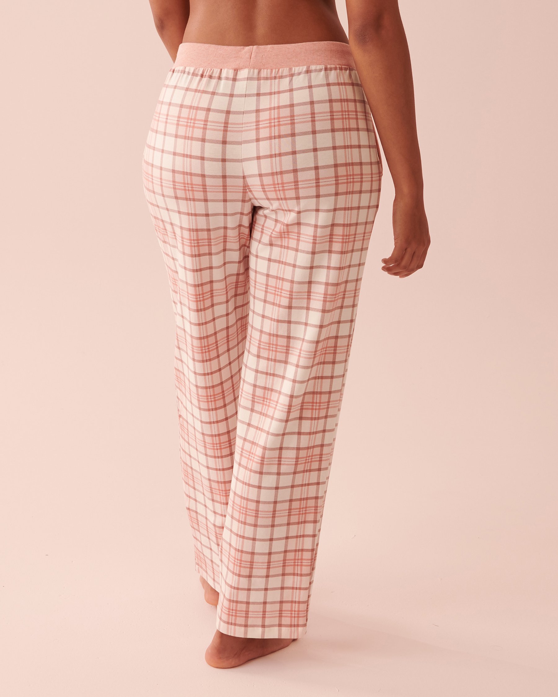 LA VIE EN ROSE Printed Straight Leg Pants Pink peony plaid 40200446 - View2