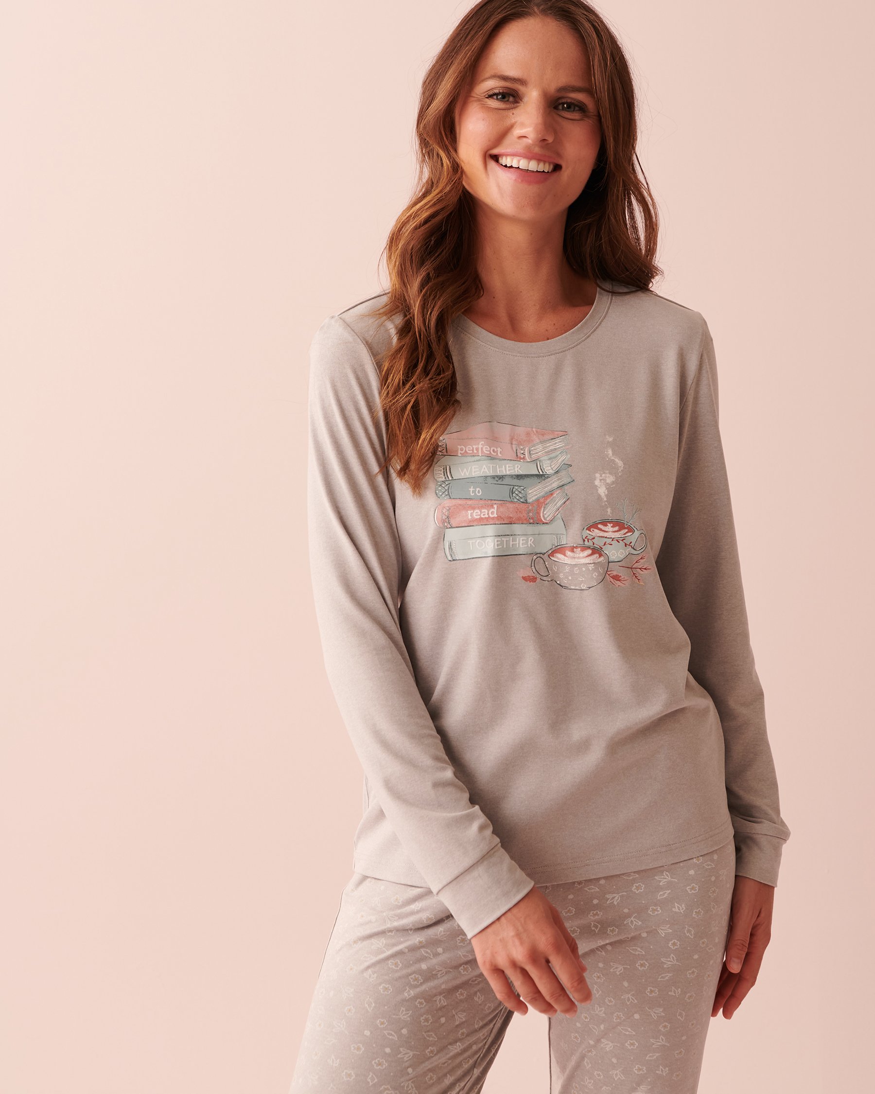LA VIE EN ROSE Super Soft Crew Neck Long Sleeve Shirt Dusty grey 40100464 - View3
