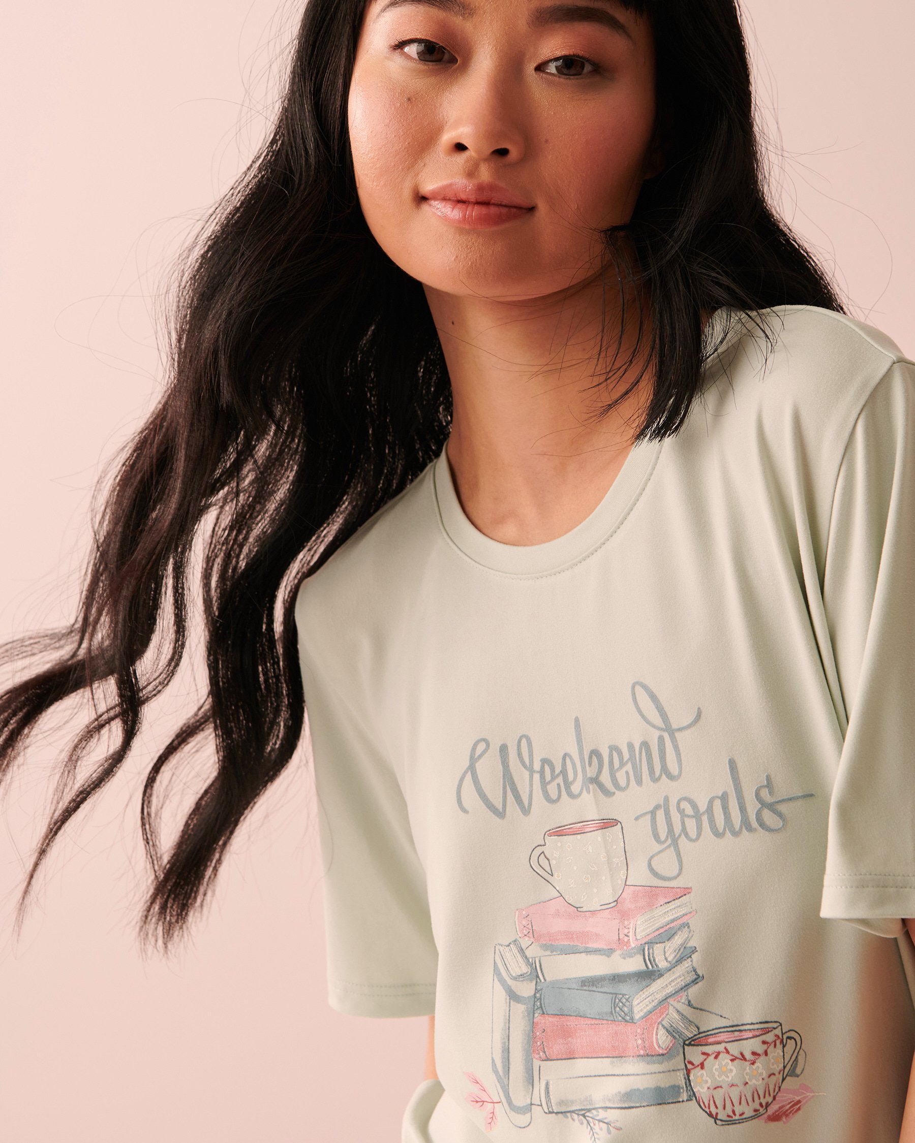 LA VIE EN ROSE Super Soft Short Sleeve Sleepshirt Cloudy grey 40500290 - View3