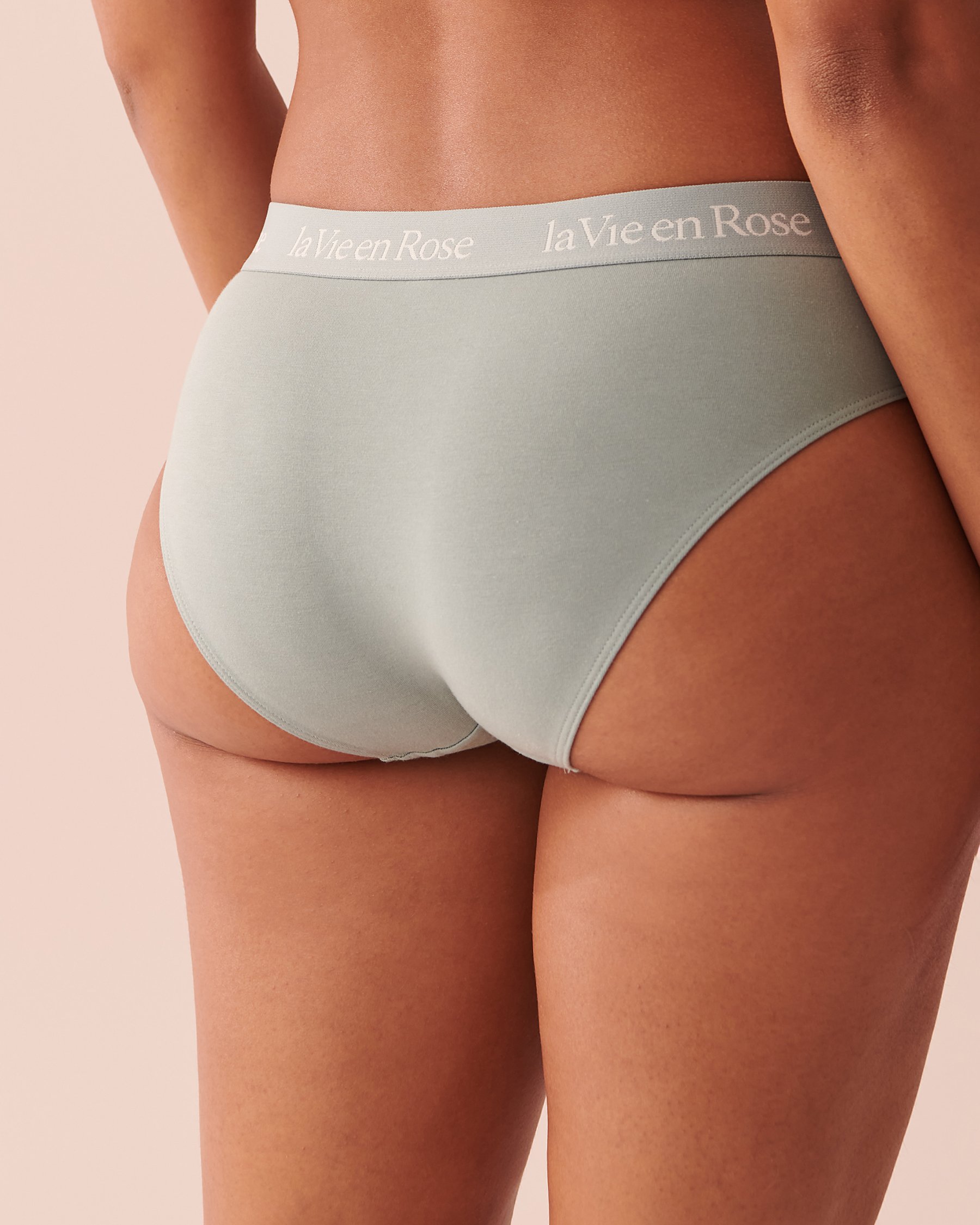 Cotton and Logo Elastic Band Bikini Panty - Morning blue