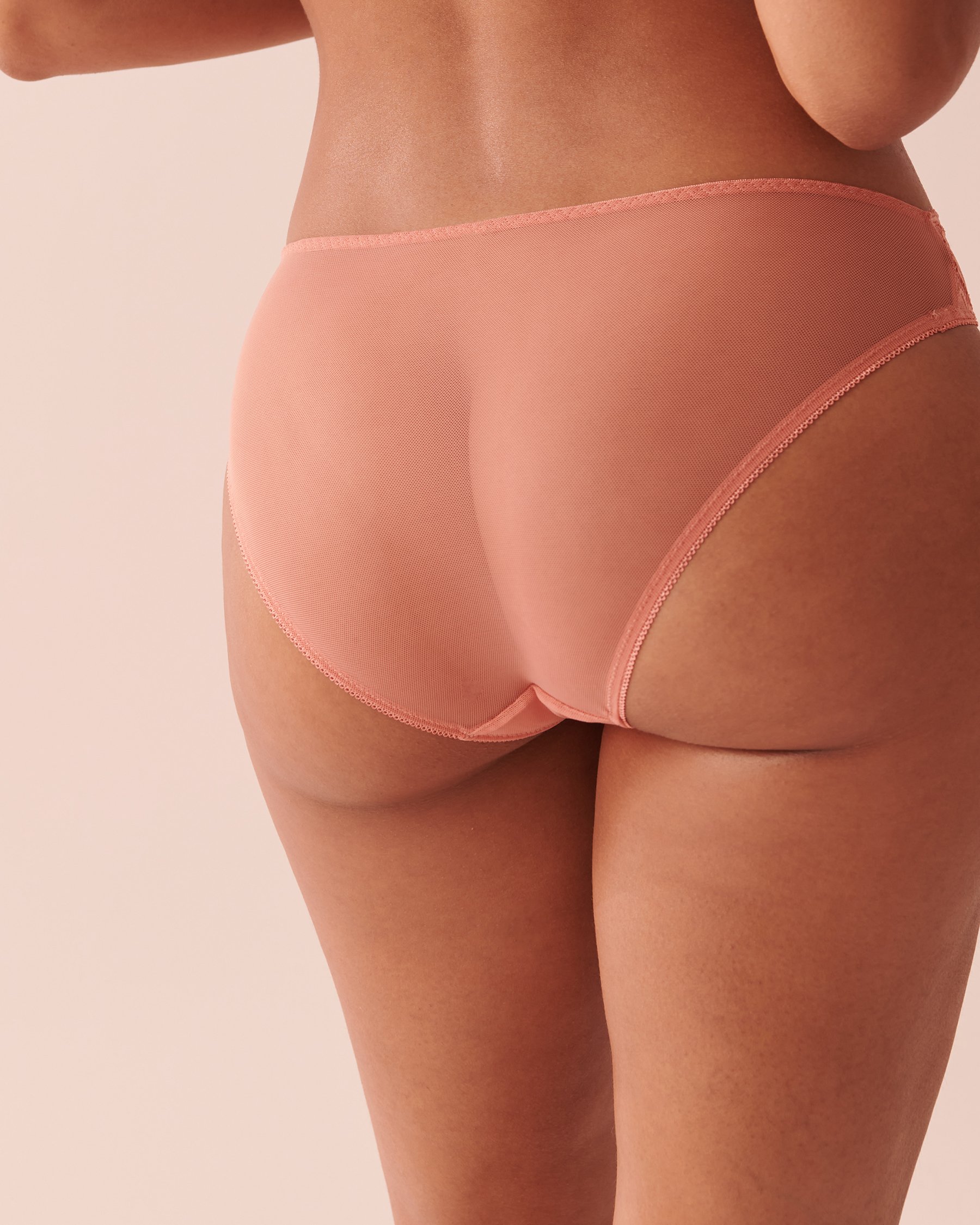 LA VIE EN ROSE Lace and Mesh Bikini Panty Dark apricot orange 20200369 - View2