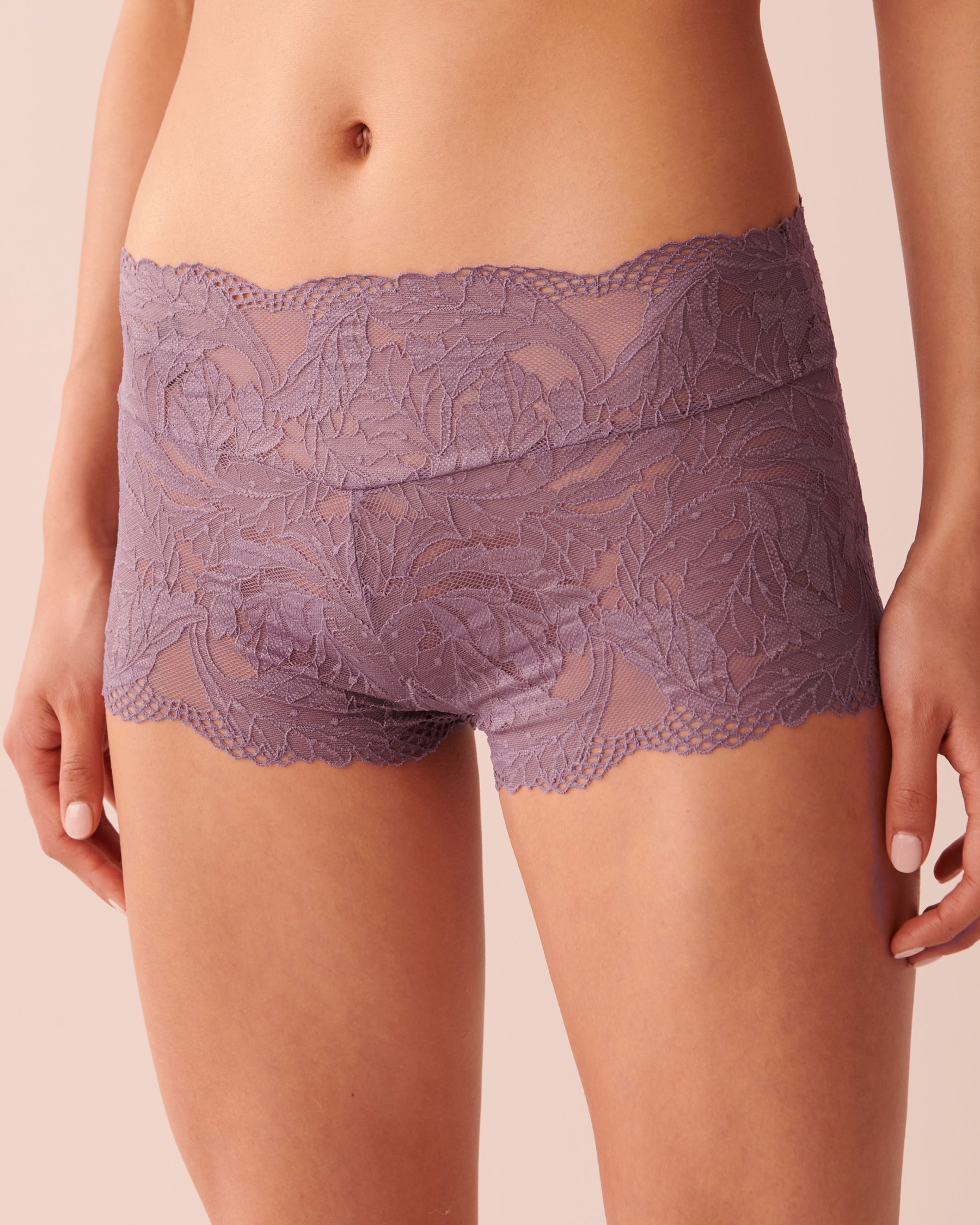LA VIE EN ROSE Culotte garçonne dentelle Mauve 20300221 - View3