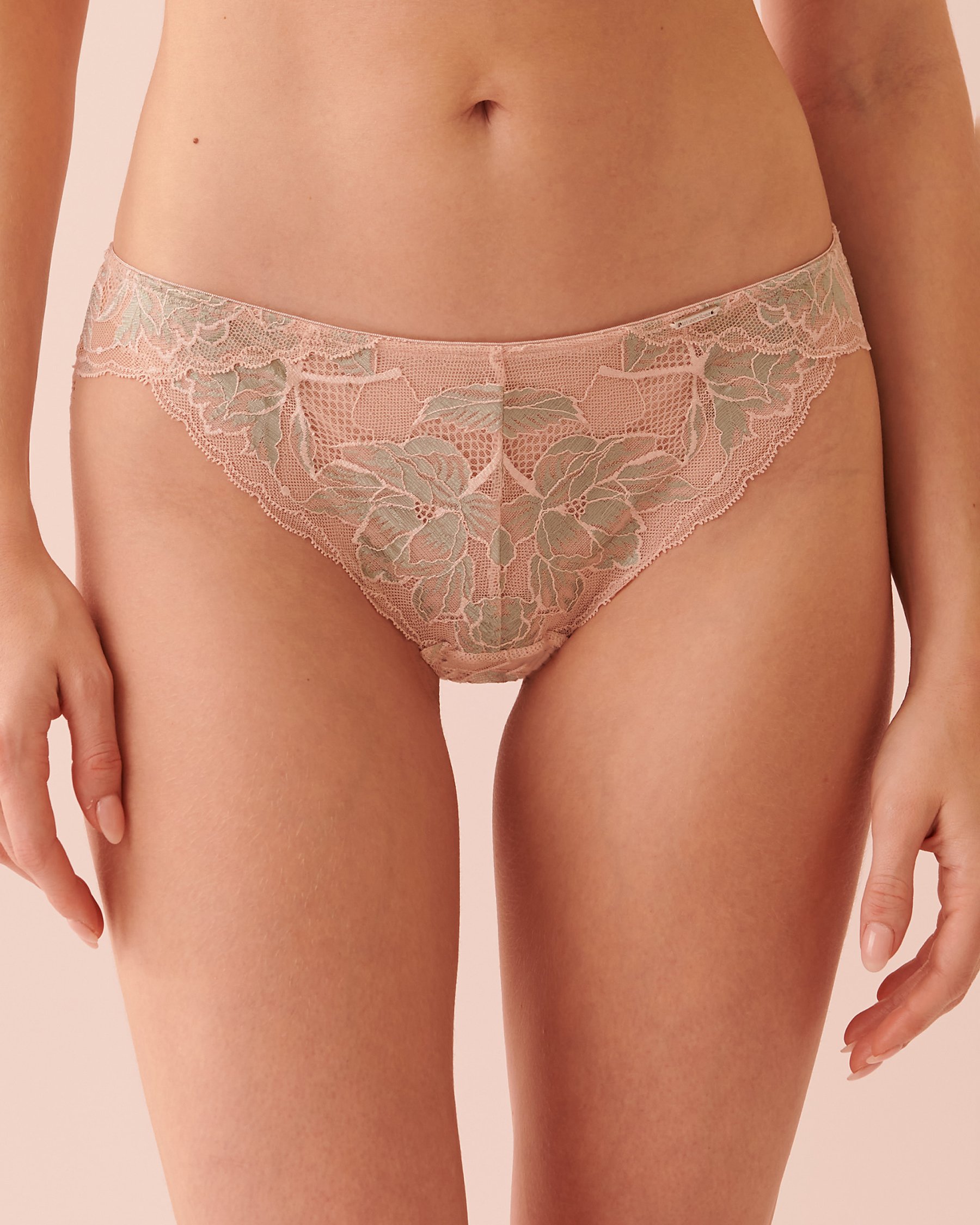 LA VIE EN ROSE Culotte bikini dentelle et résille Rose sépia 20300229 - View4