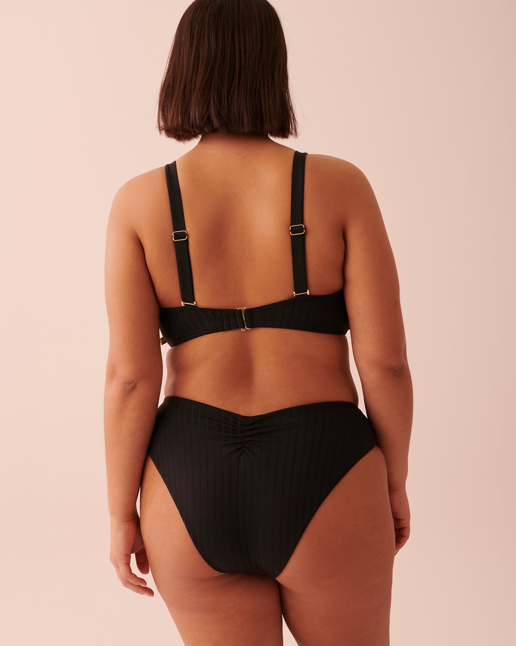 LA VIE EN ROSE AQUA RIB D Cup Bralette Bikini Top Black 70200095 - View2