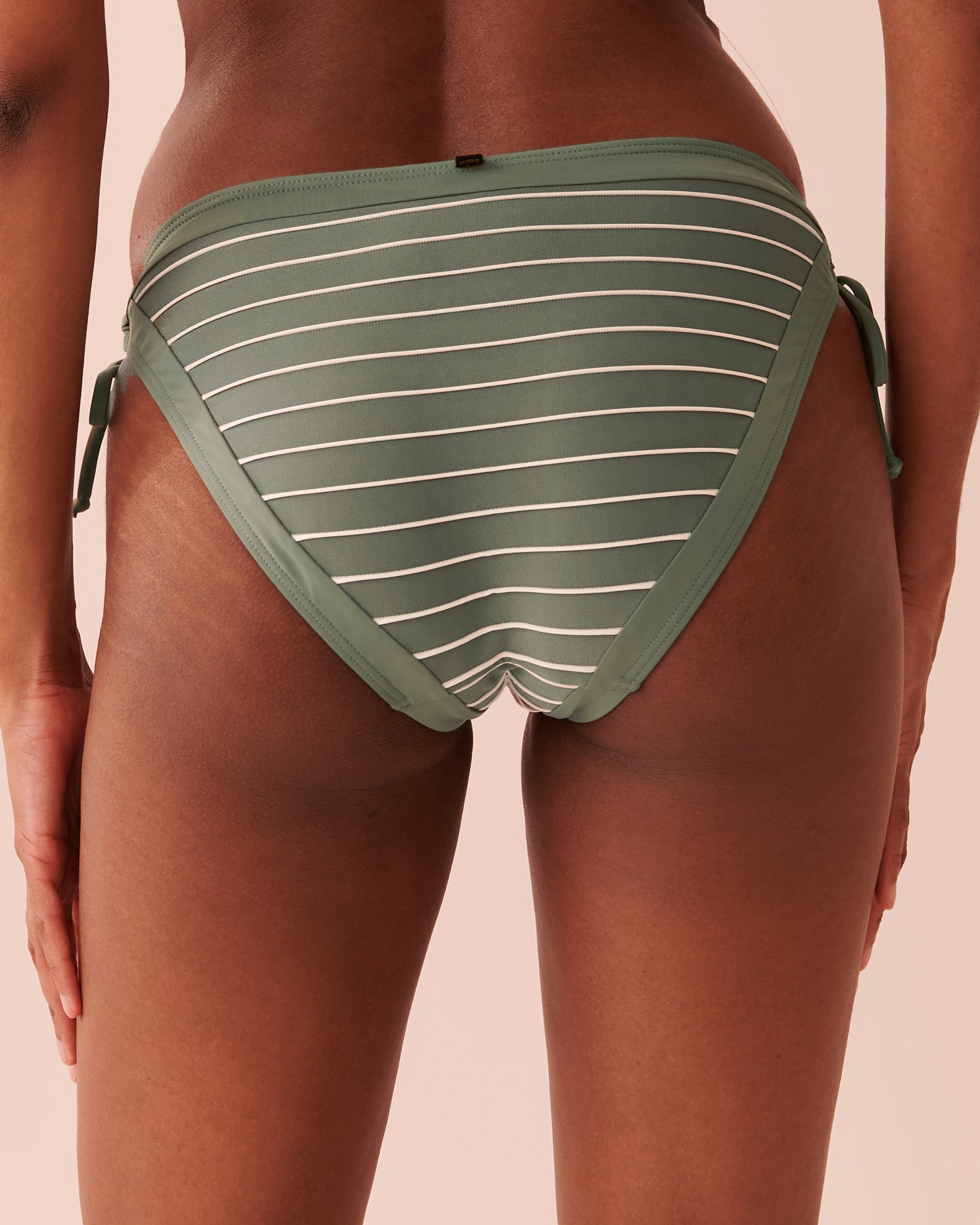 LA VIE EN ROSE AQUA STRIPED Side Tie Bikini Bottom Khaki stripes 70300483 - View2