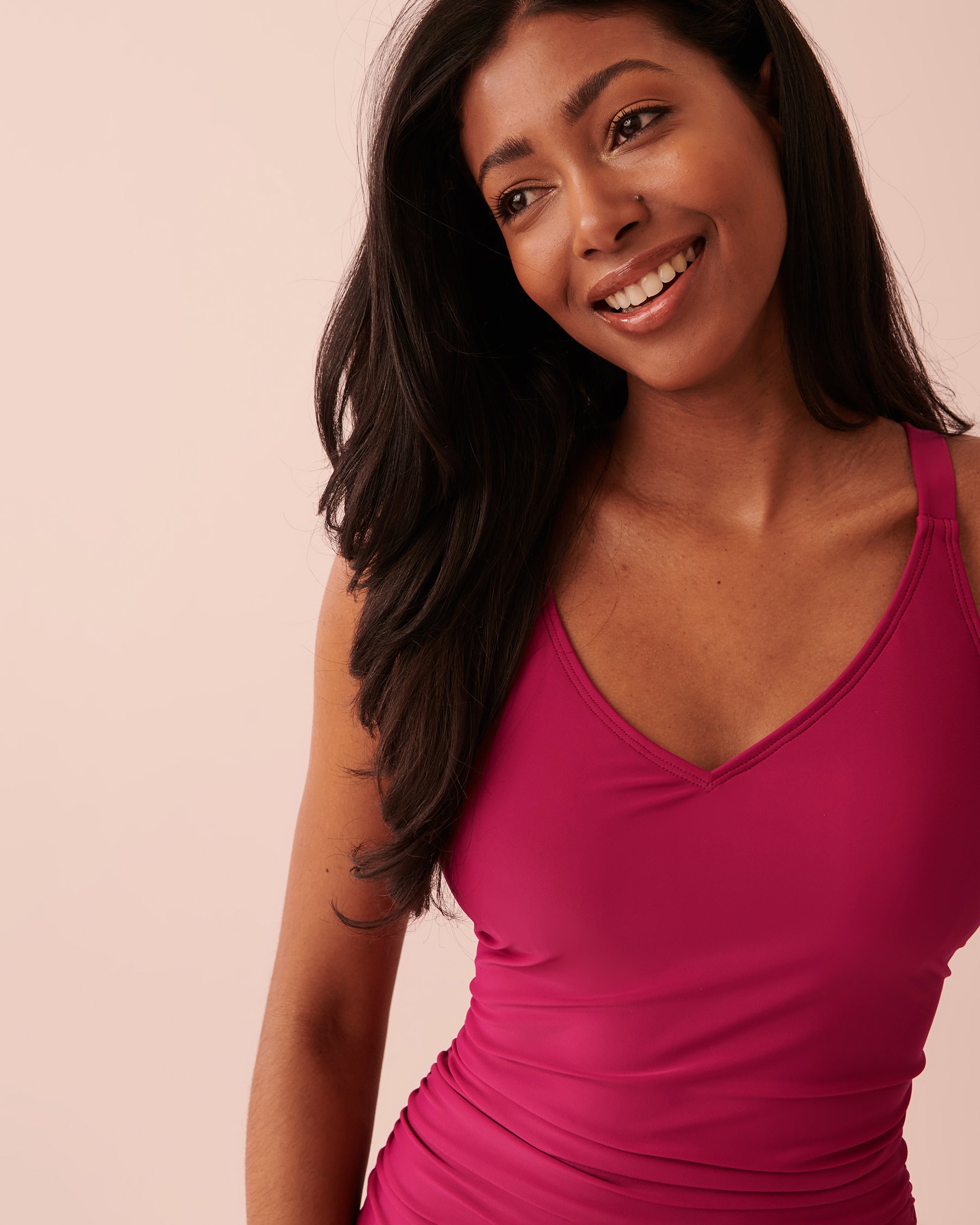 AQUAROSE NAOMIE Shirred One-piece Swimsuit Red sangria 70400088 - View3