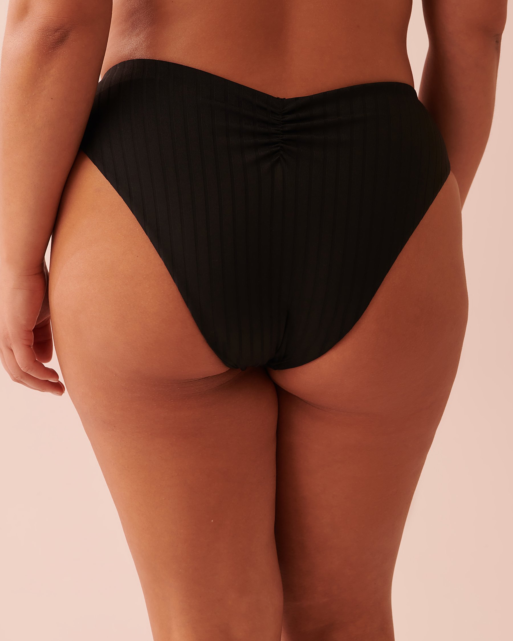 LA VIE EN ROSE AQUA RIB High Leg Bikini Bottom Black 70300463 - View3