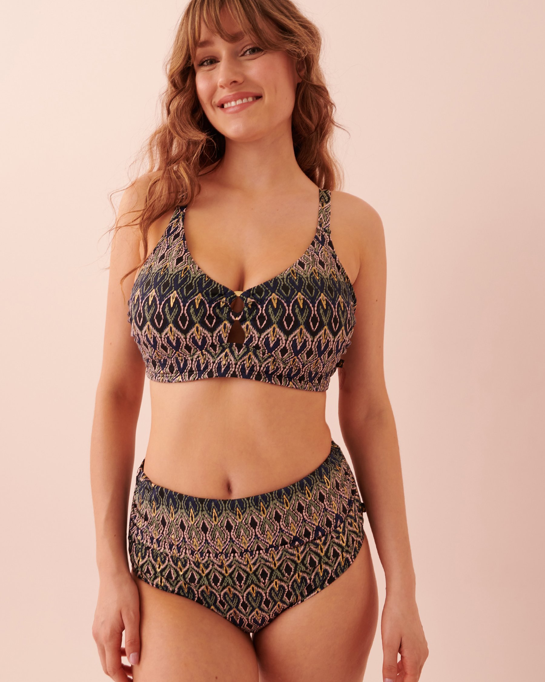 LA VIE EN ROSE AQUA Bas de bikini taille haute drapée SAINT-TROPEZ Imprimé bohème 70300474 - View3