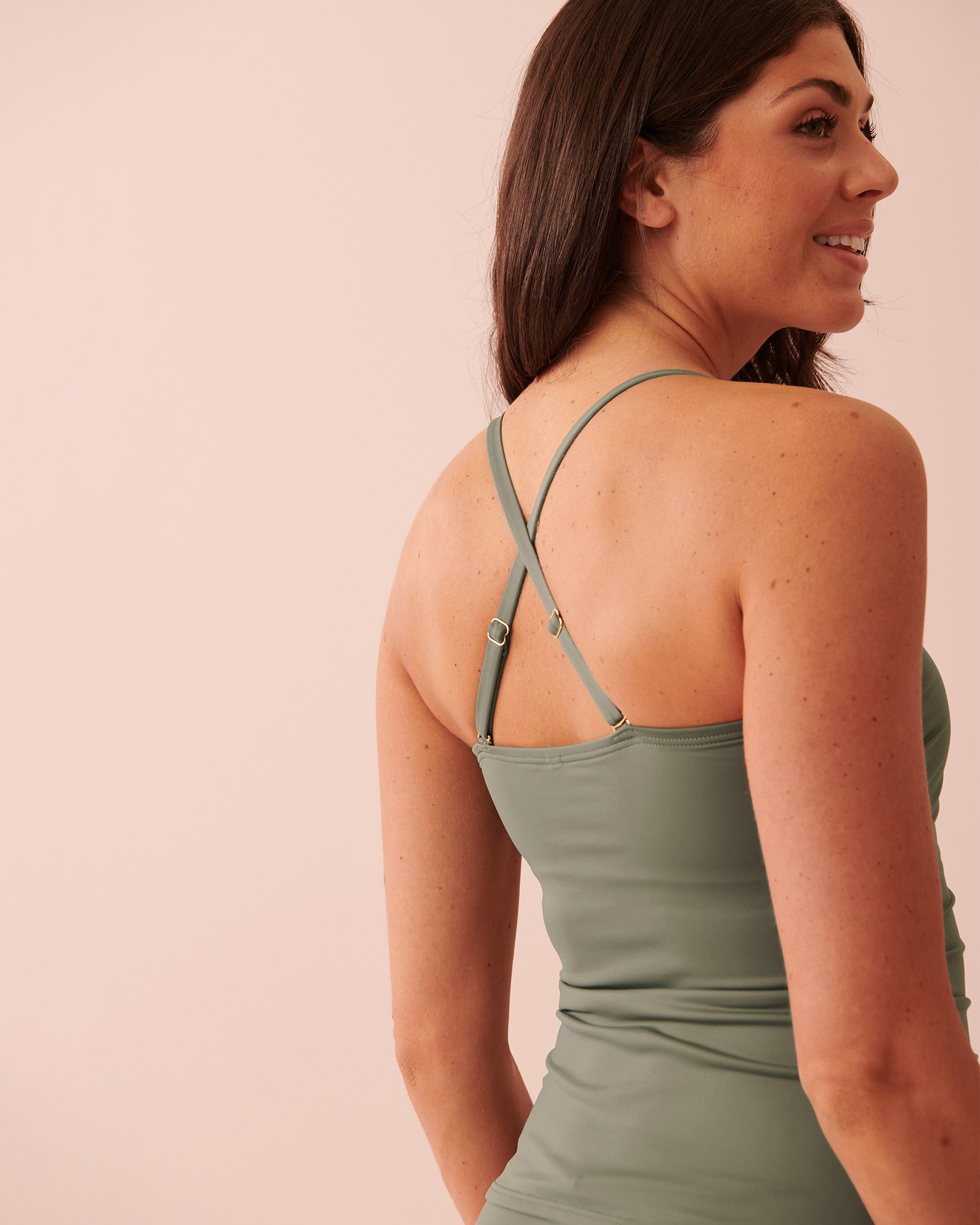 LA VIE EN ROSE AQUA Haut tankini bandeau en fibres recyclées SOLID Vert agave 70100502 - View4