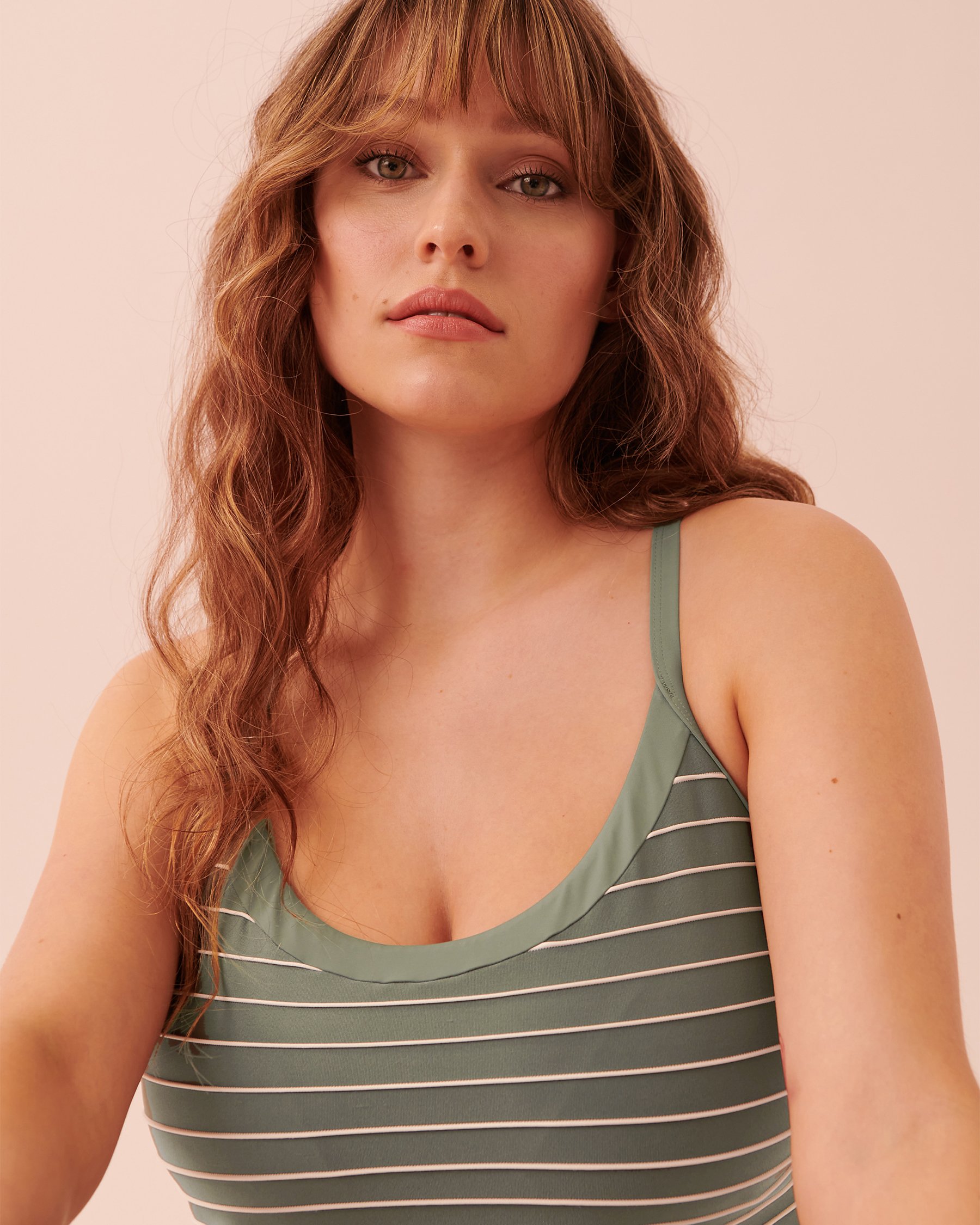 AQUAROSE STRIPED D Cup Tankini Top Khaki stripes 70200101 - View4