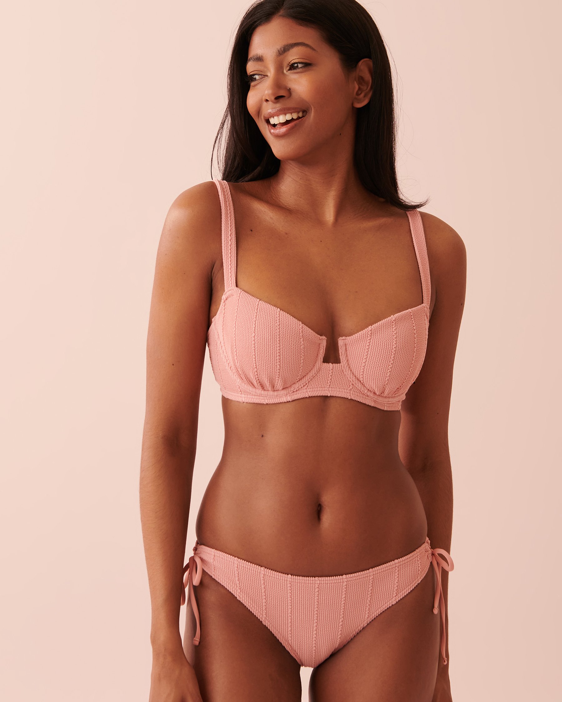 LA VIE EN ROSE AQUA TEXTURED Balconette Bikini Top Dusty rose 70100509 - View3