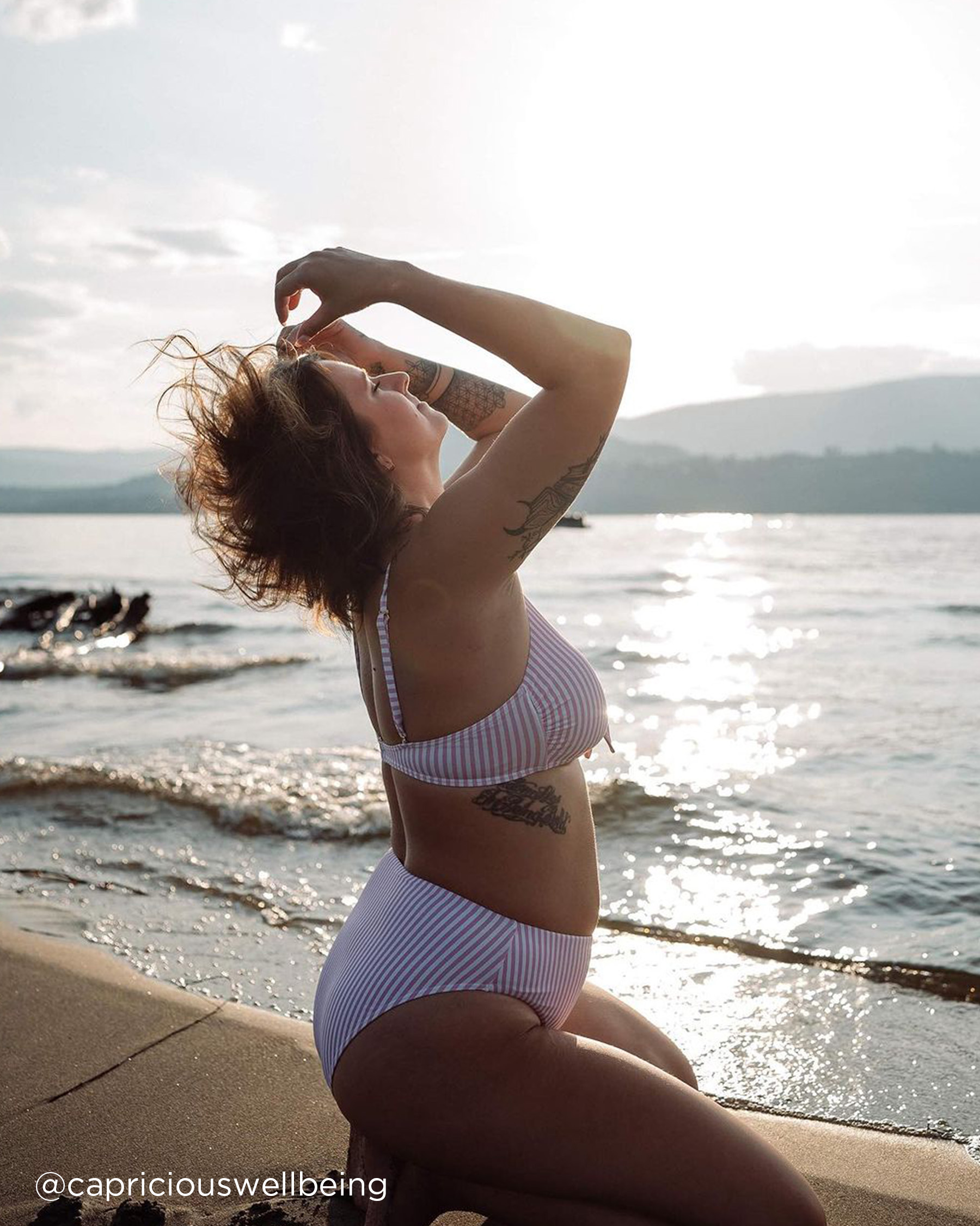 LA VIE EN ROSE AQUA Bas de bikini taille haute LAGOON Rayures roses 70300445 - Voir10