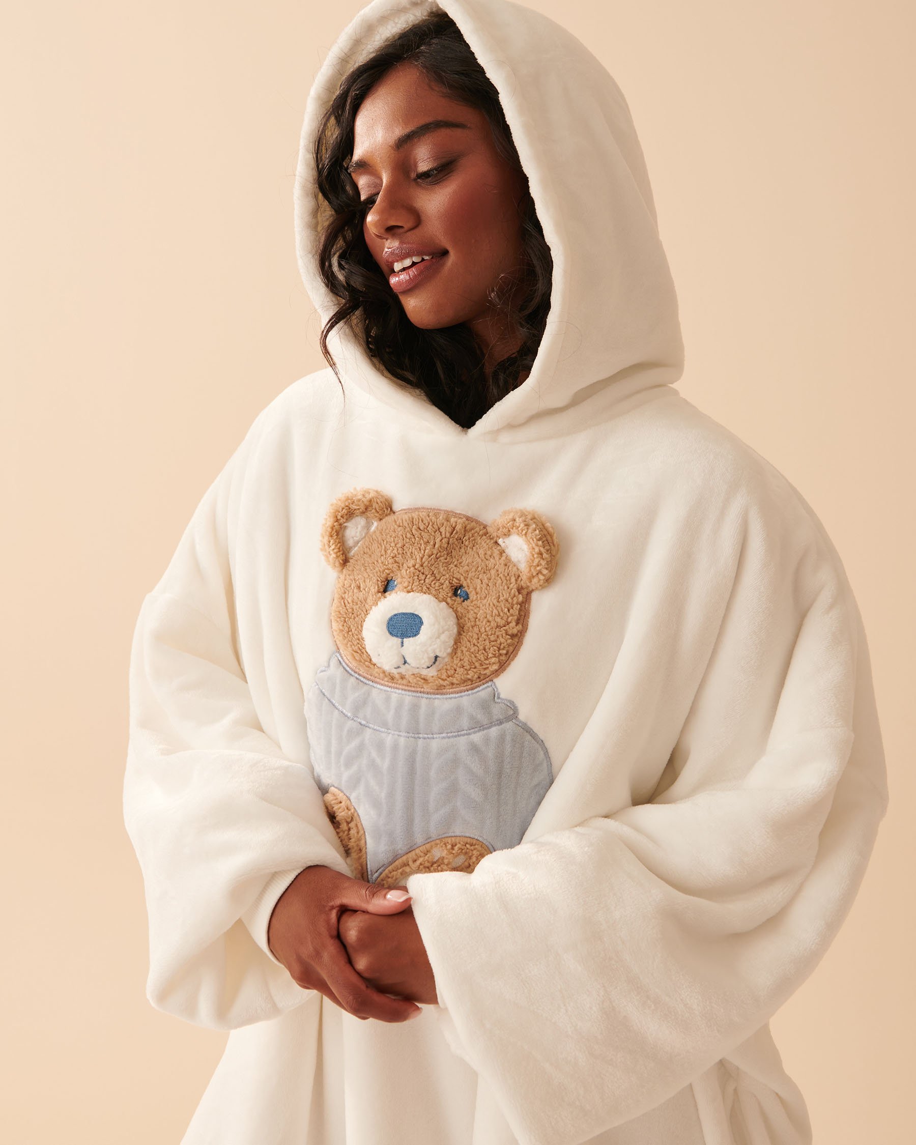 LA VIE EN ROSE Cute Bear Oversized Hoodie Snow white 40700281 - View3