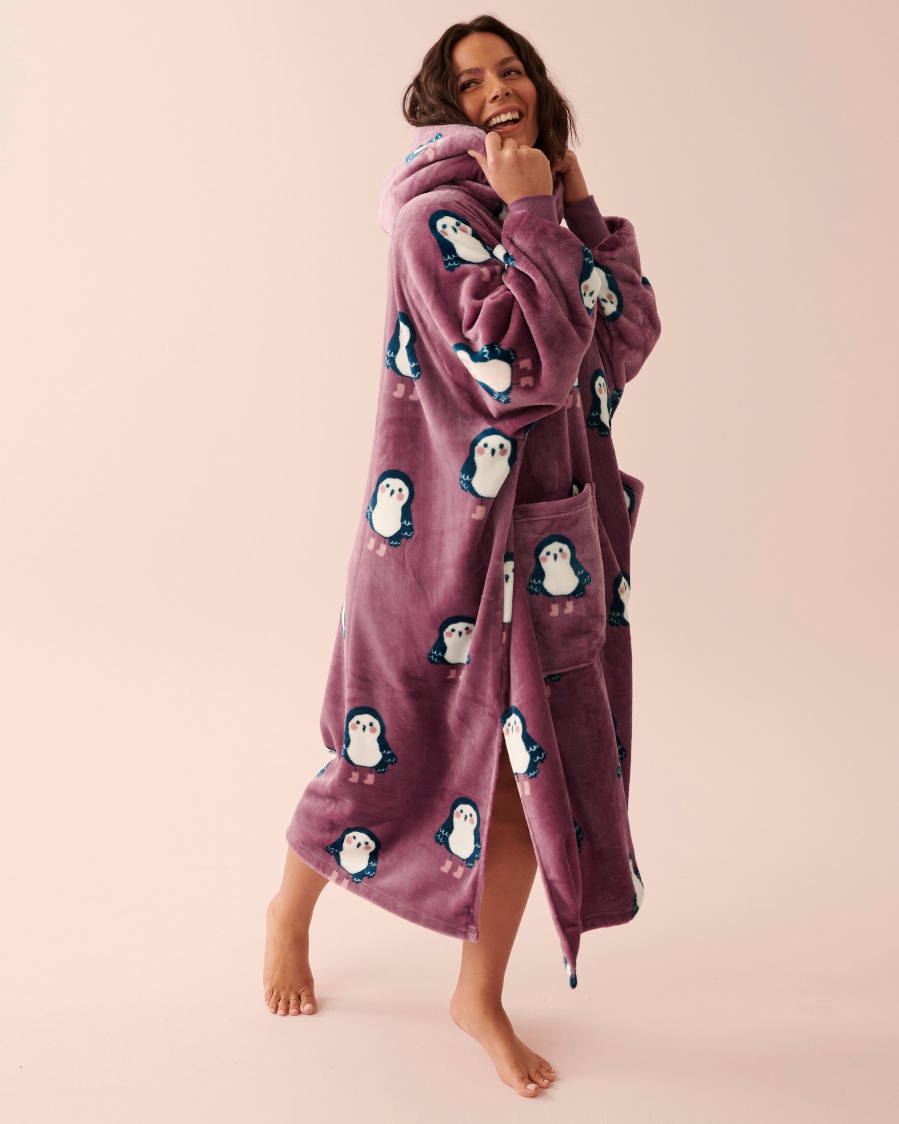 LA VIE EN ROSE Night Owl Soft Plush Oversized Hoodie Owl 40700282 - View5