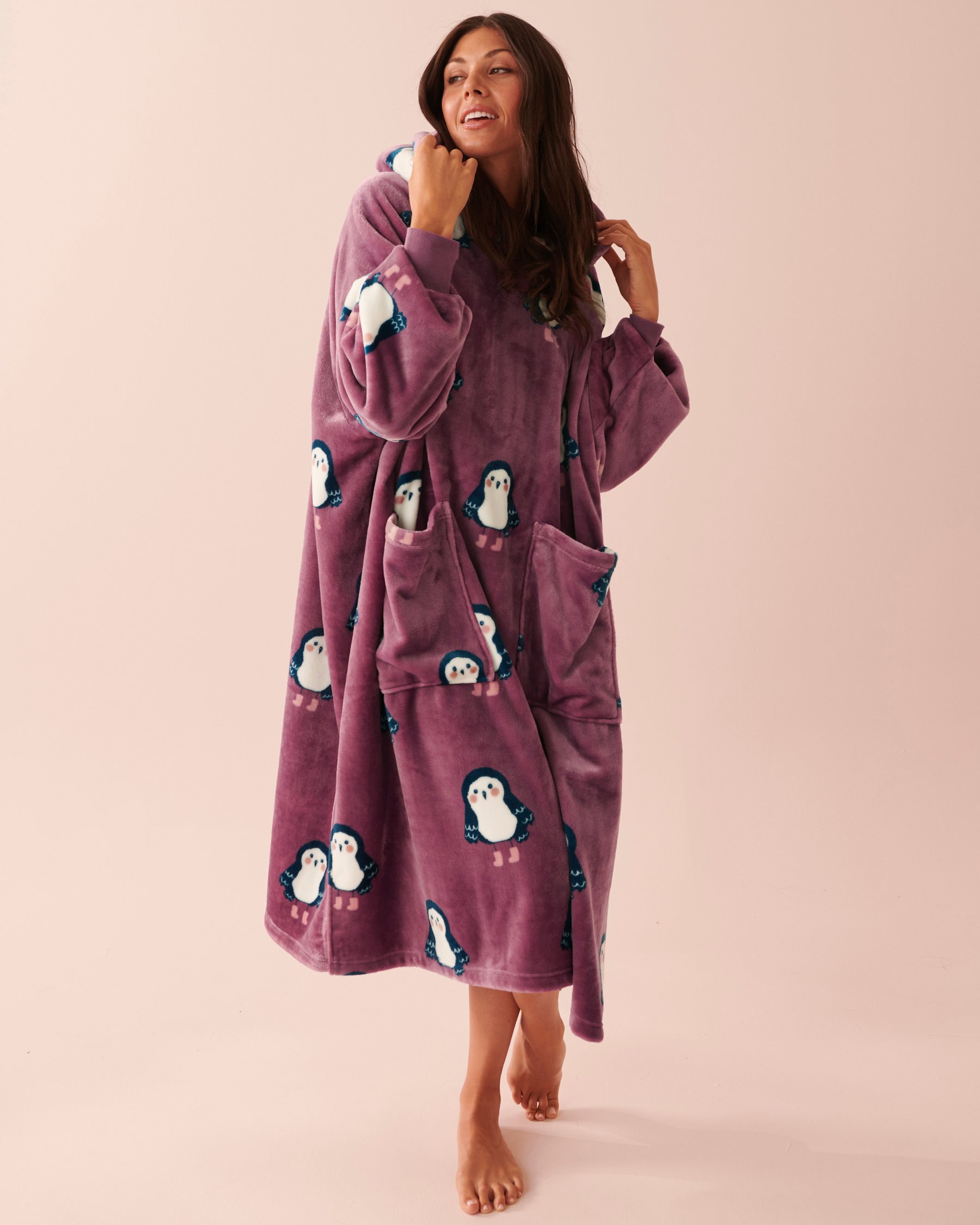 LA VIE EN ROSE Night Owl Soft Plush Oversized Hoodie Owl 40700282 - View9