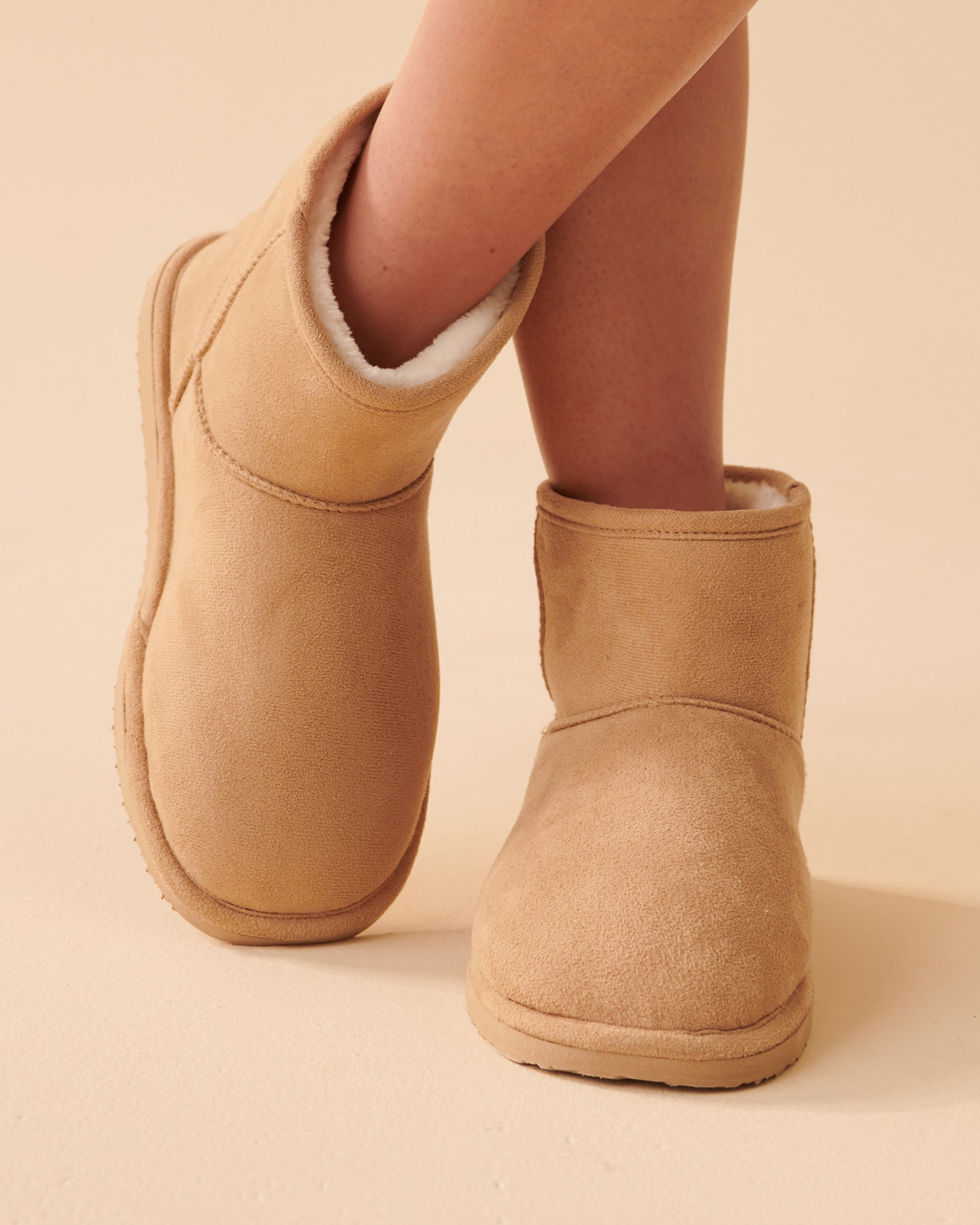 LA VIE EN ROSE Faux Suede Bootie Slippers Sesame 40700280 - View2