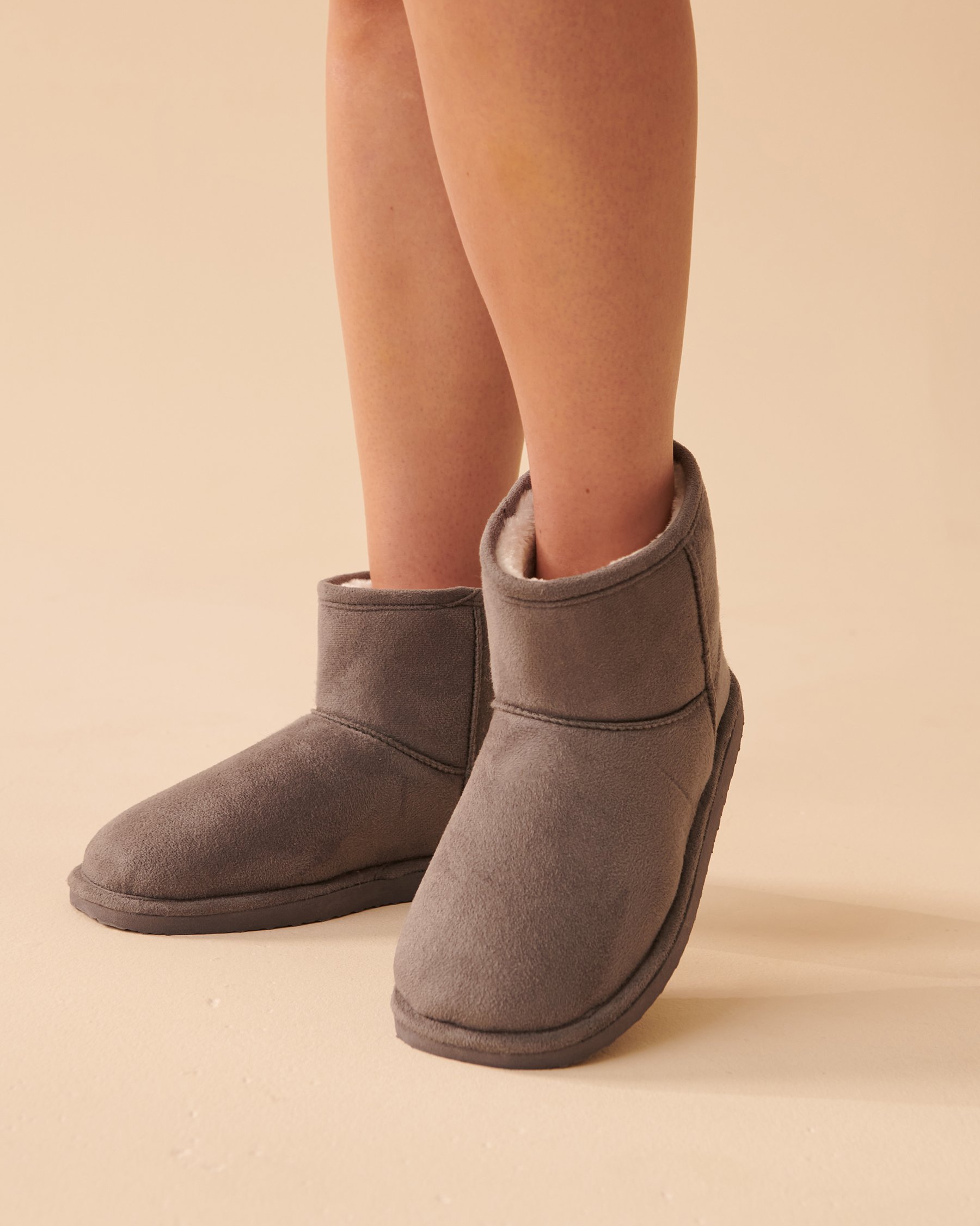 LA VIE EN ROSE Faux Suede Bootie Slippers Smoky Grey 40700280 - View1